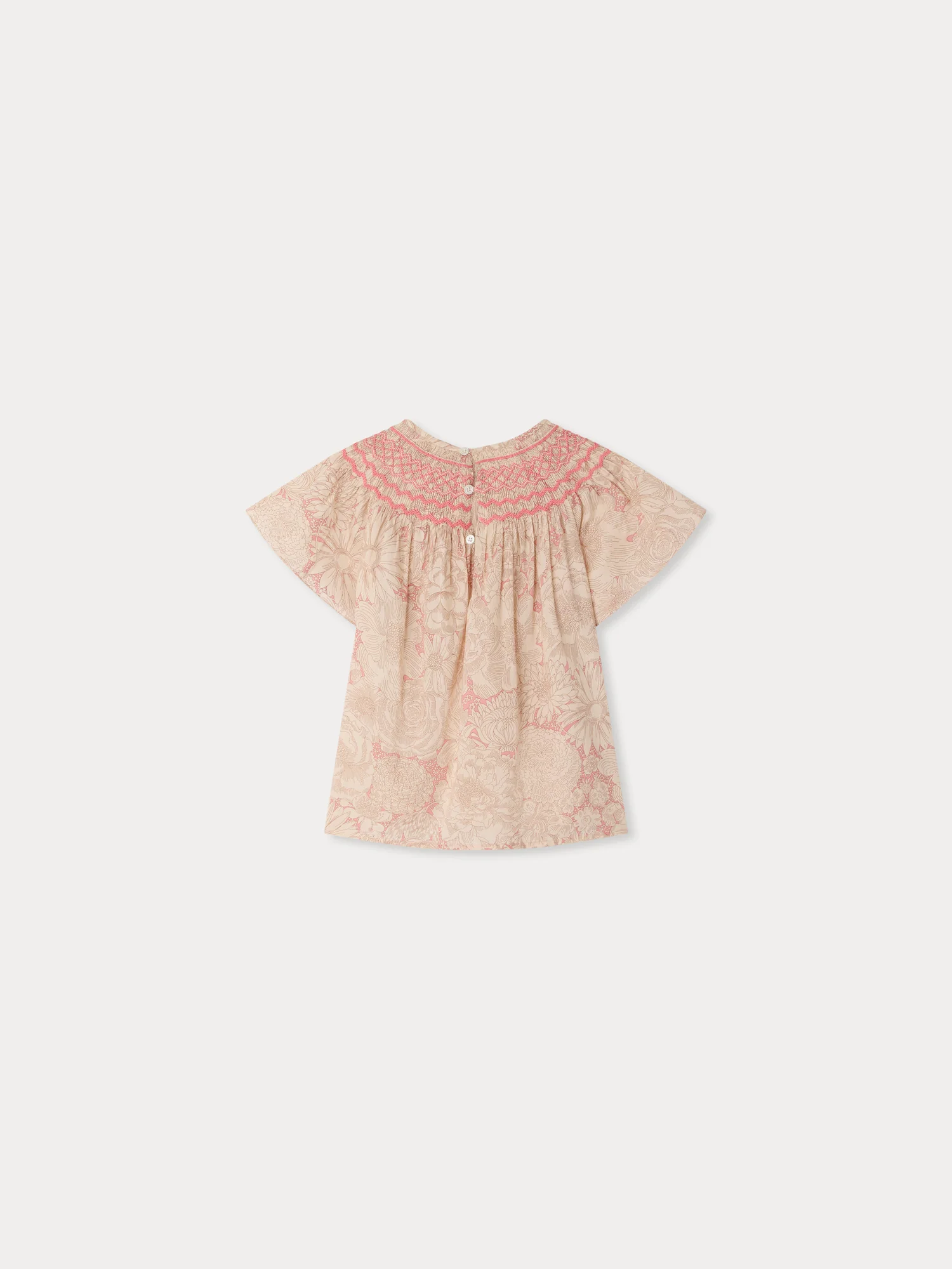 Adelice blouse smocked and hand-embroidered in Liberty organic cotton fabric - Image 3