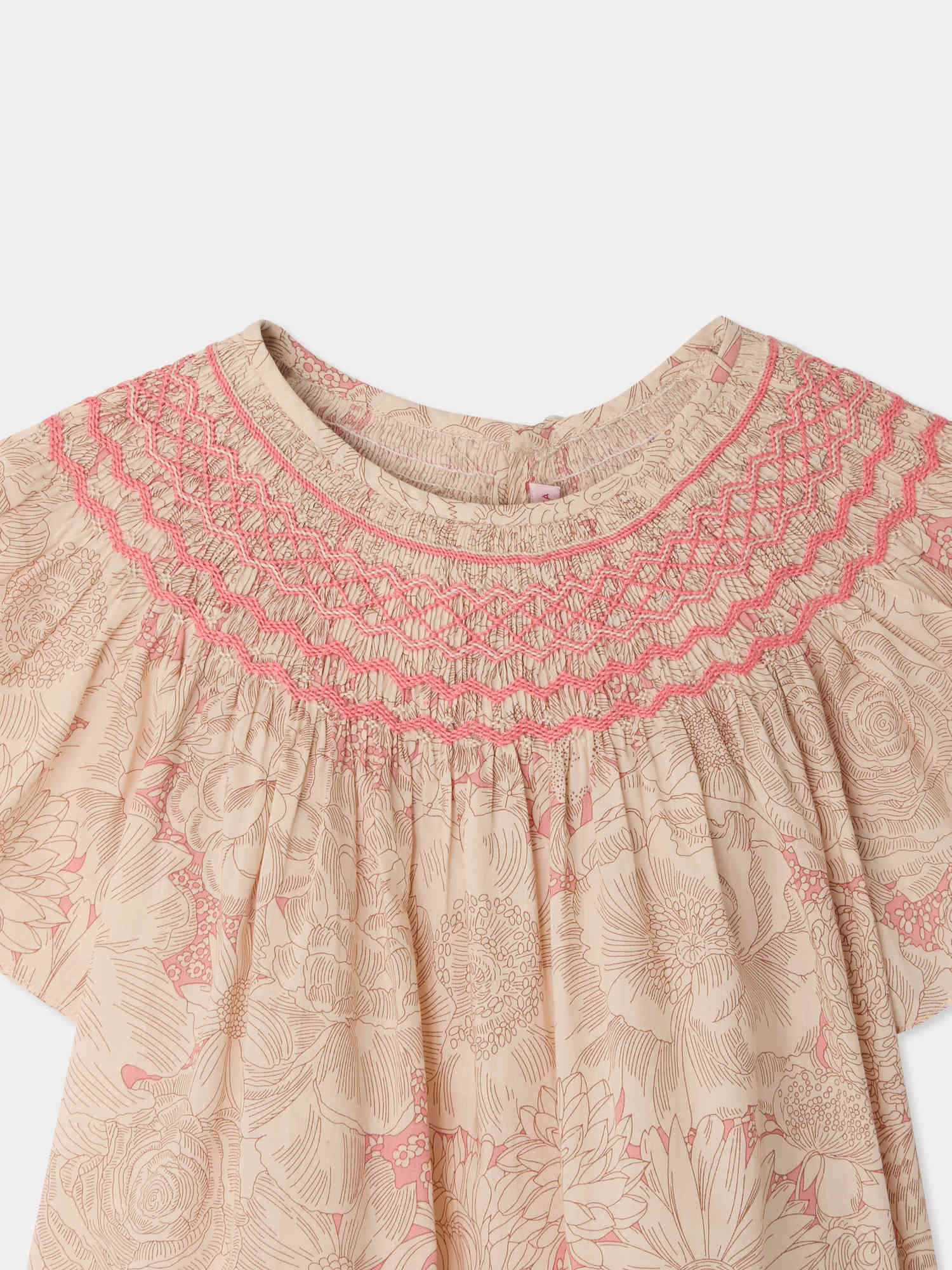 Adelice blouse smocked and hand-embroidered in Liberty organic cotton fabric - Image 4