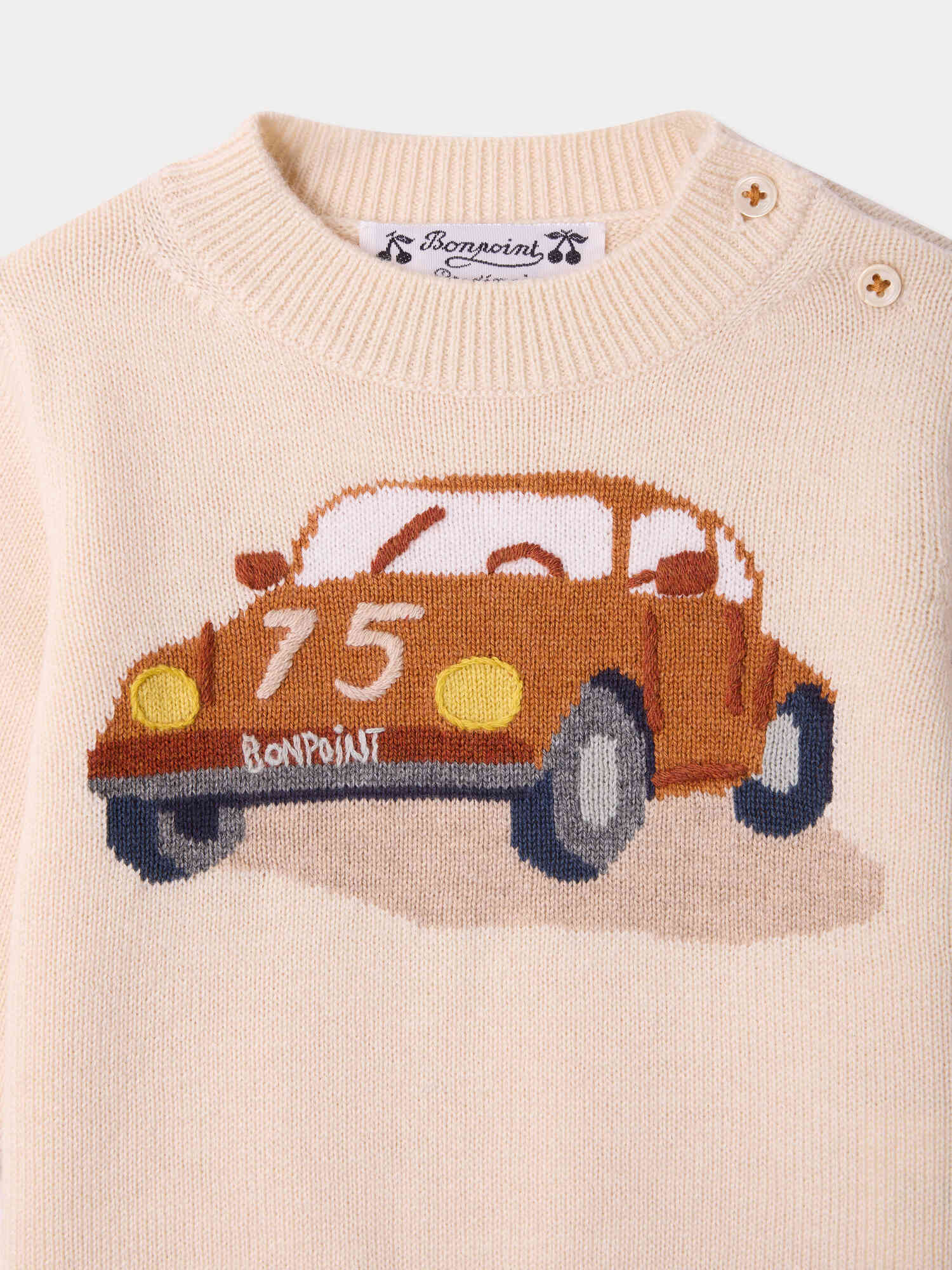 Almire baby sweater with hand embroidered car - Image 3