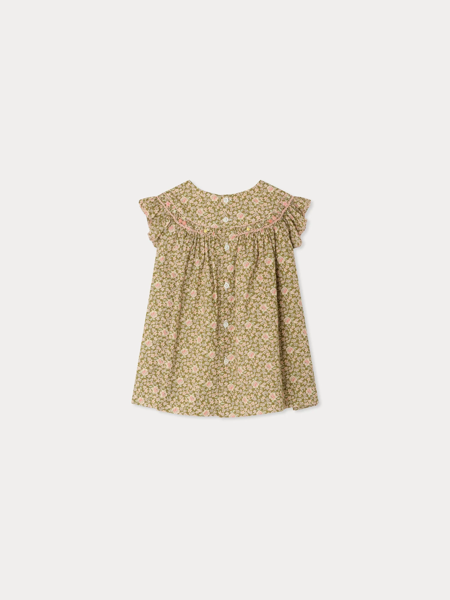 Amantine dress smocked and hand-embroidered in Liberty organic cotton fabric - Image 3