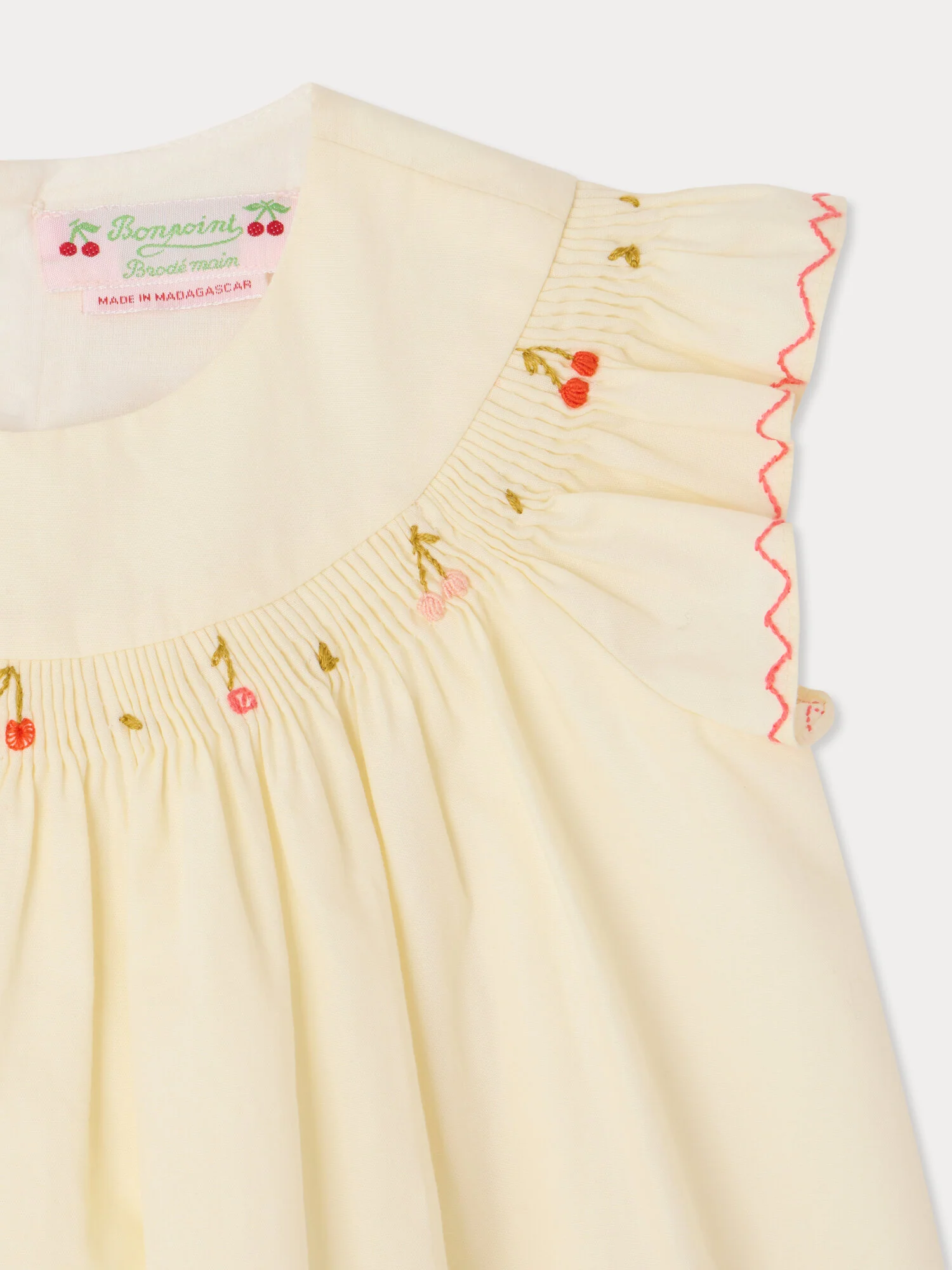 Amantine smocked and hand-embroidered dress in organic cotton - Image 3