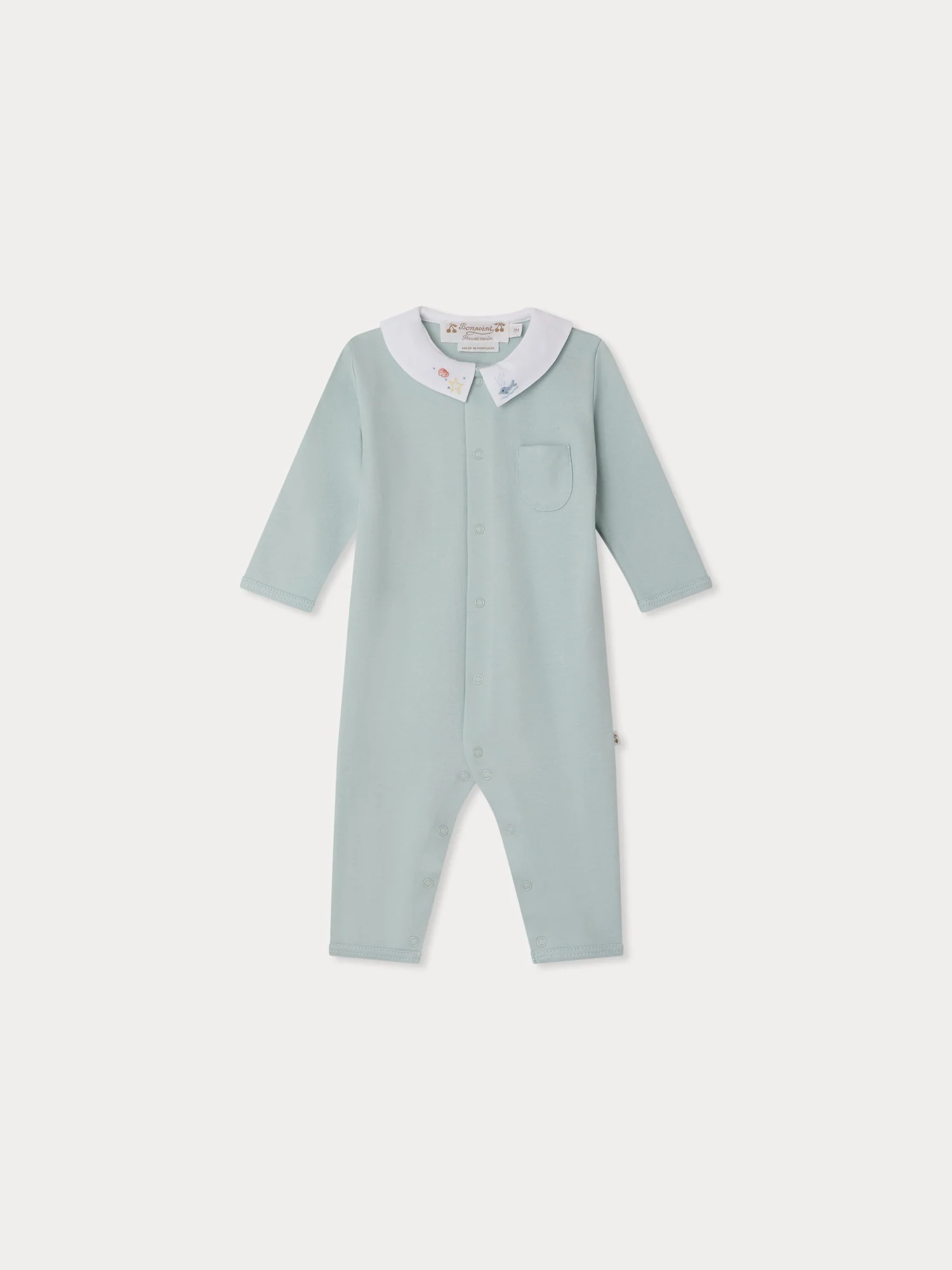 Anton hand-embroidered whale and seashell pyjamas in organic cotton