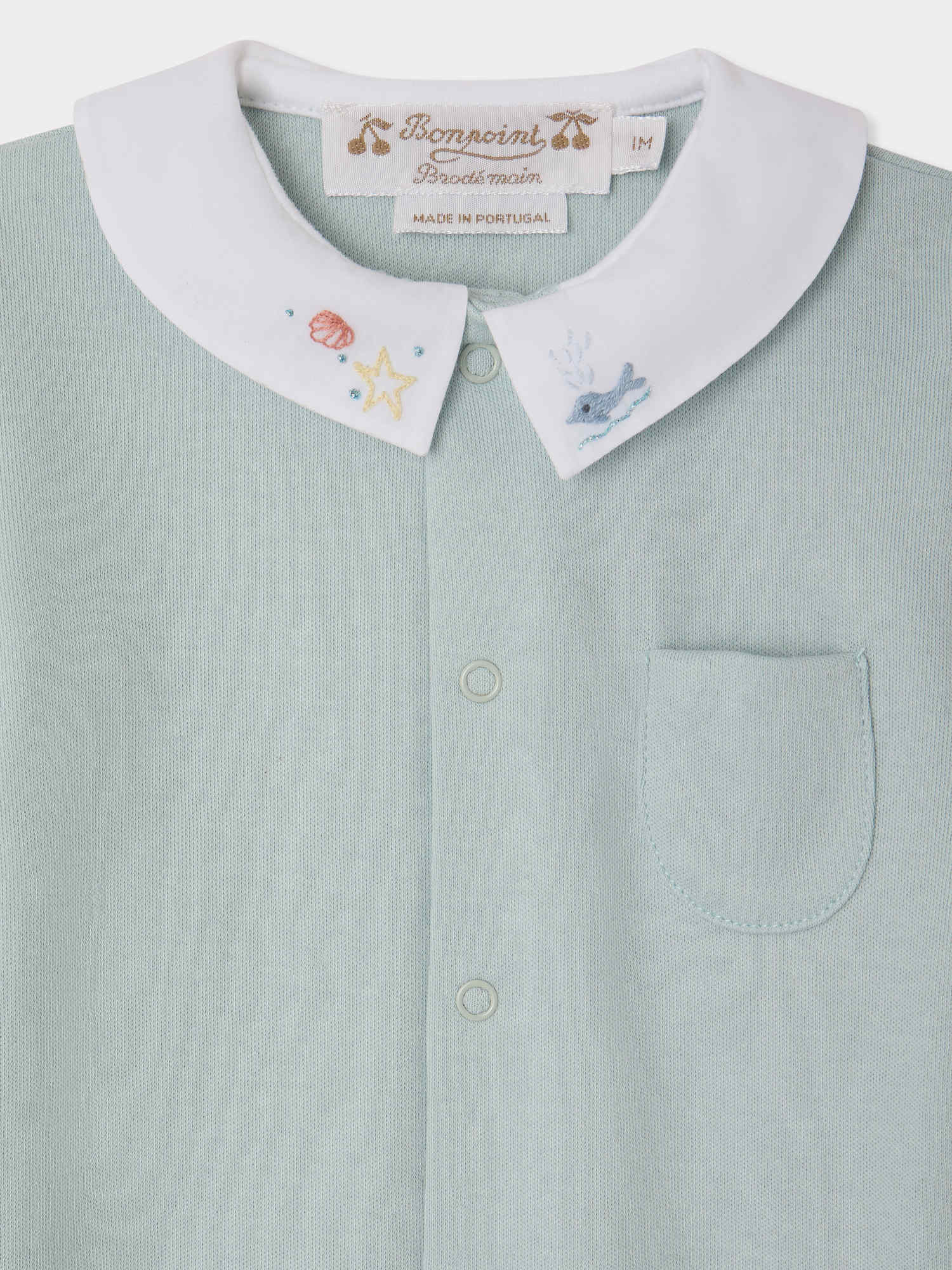 Anton hand-embroidered whale and seashell pyjamas in organic cotton - Image 3