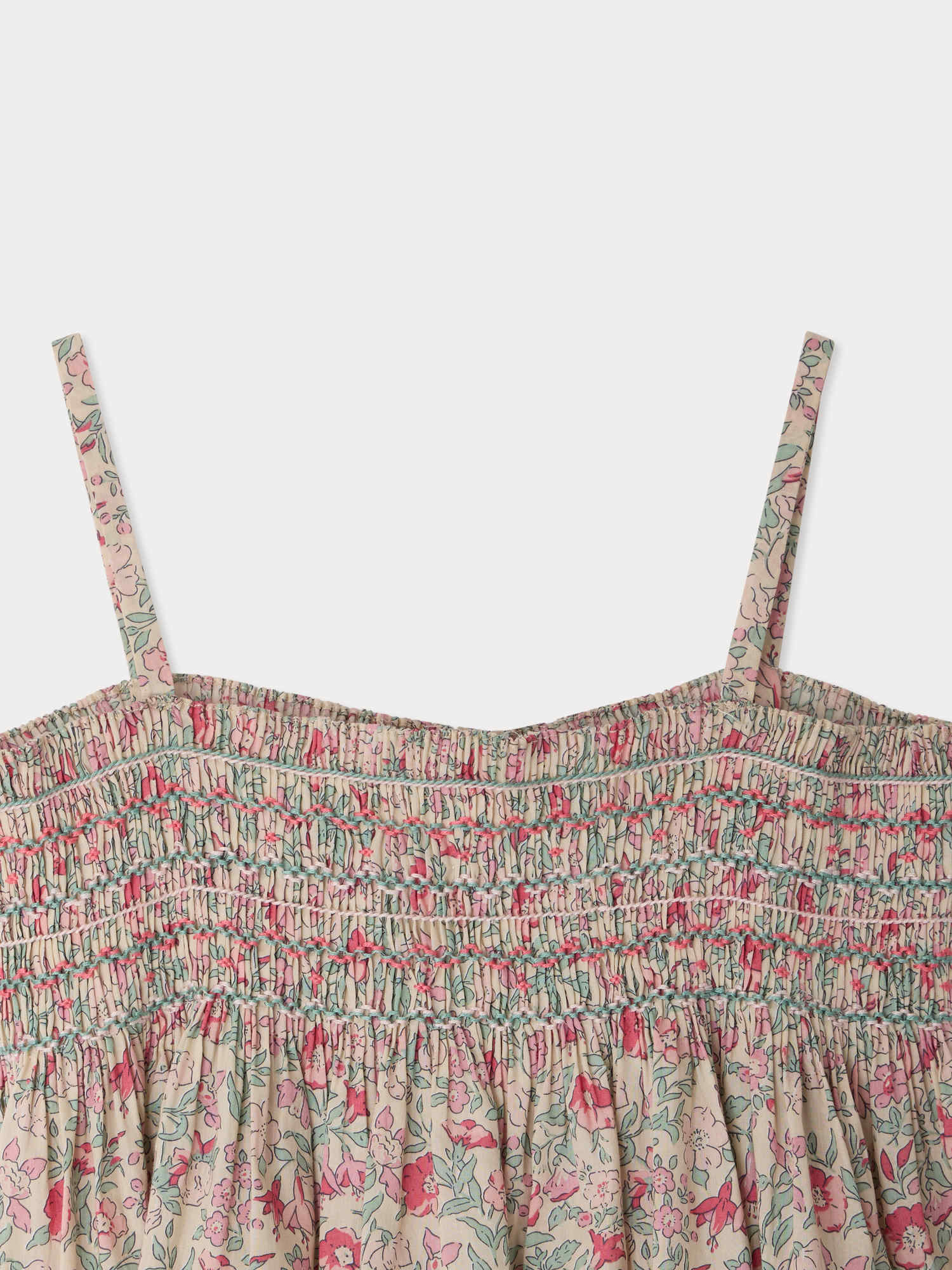 Apolline smocked and hand-embroidered strappy blouse in Liberty organic cotton fabric - Image 3