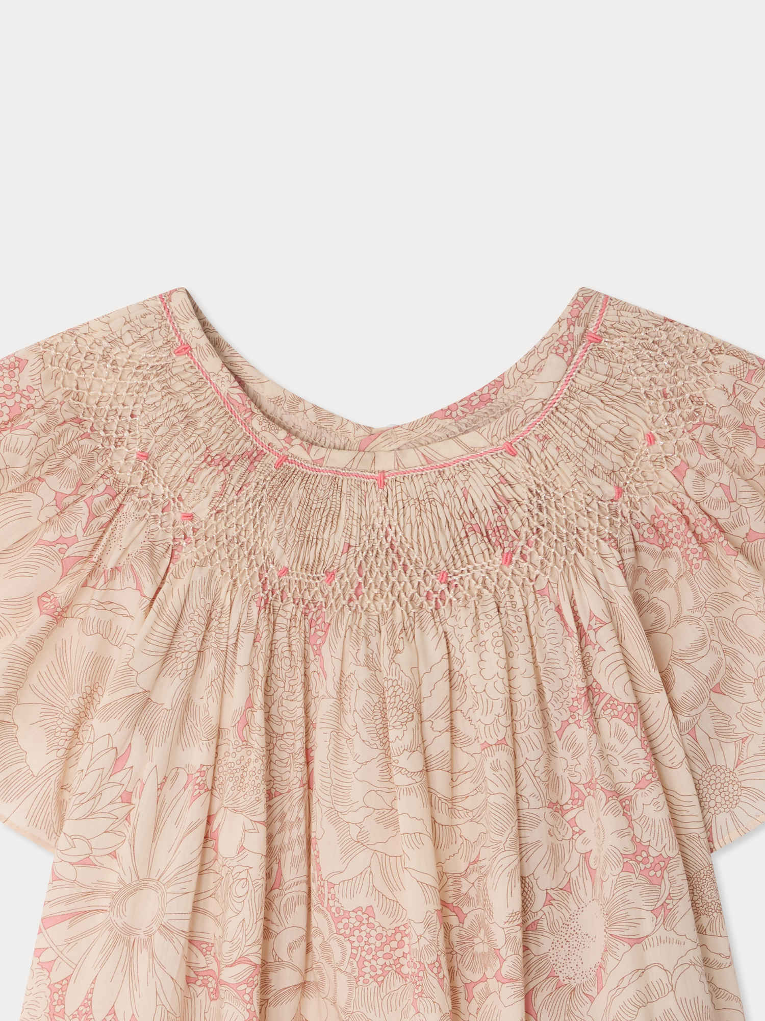 Arlene dress smocked and hand-embroidered in Liberty organic cotton fabric - Image 4