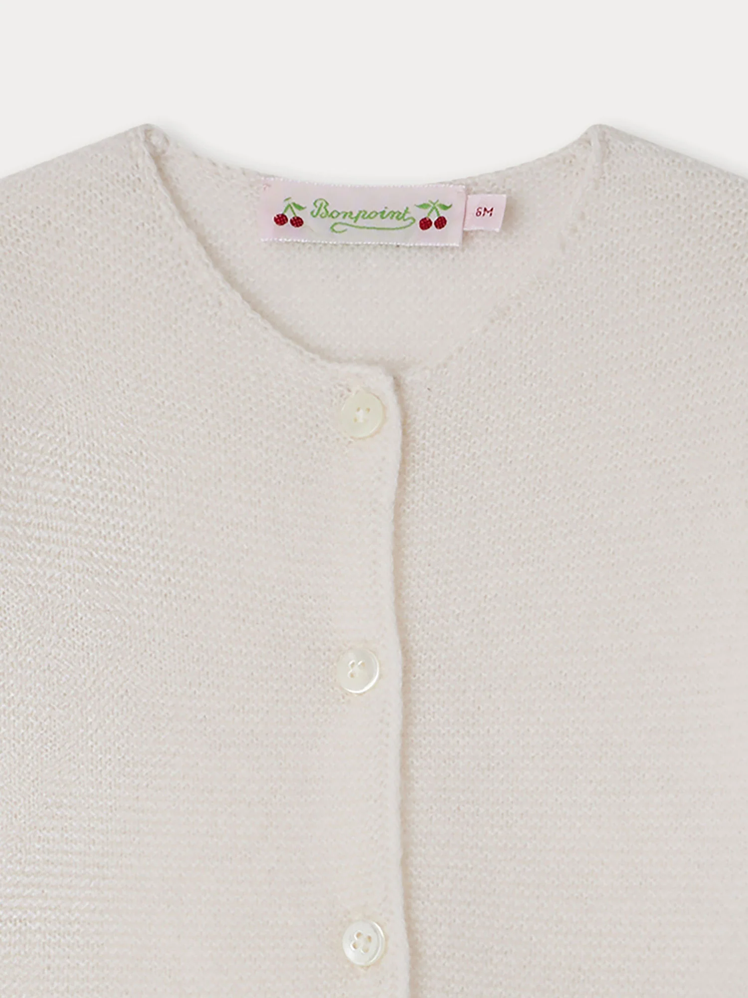 Baby round-neck cashmere cardigan in milk-white - Image 3