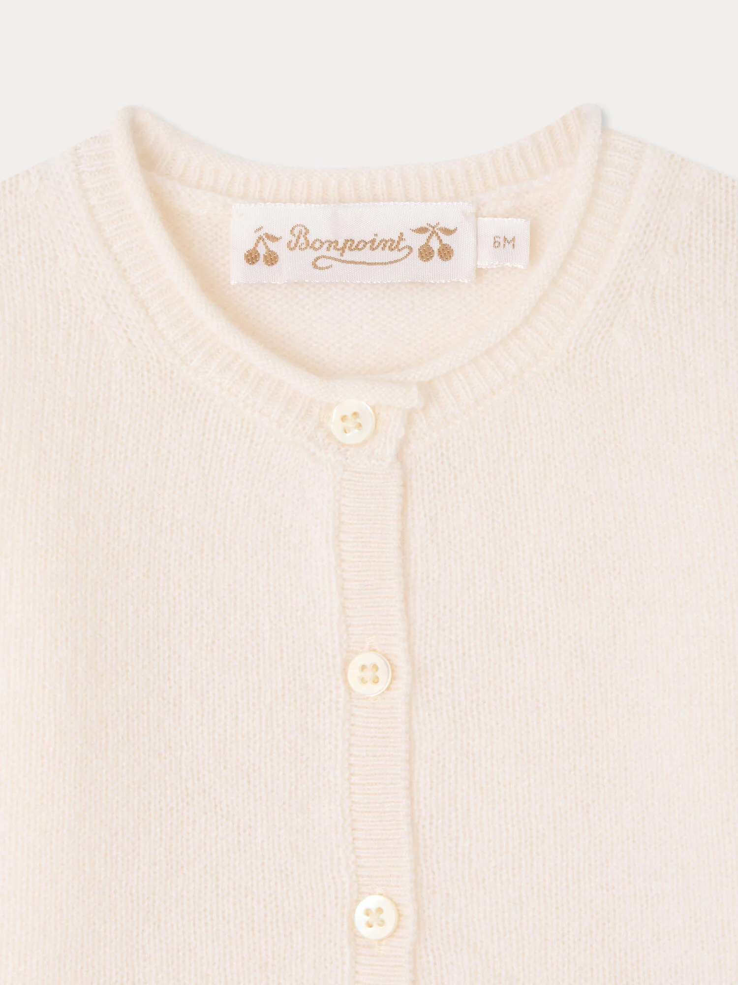Baby round-neck cashmere cardigan in milk-white - Image 3