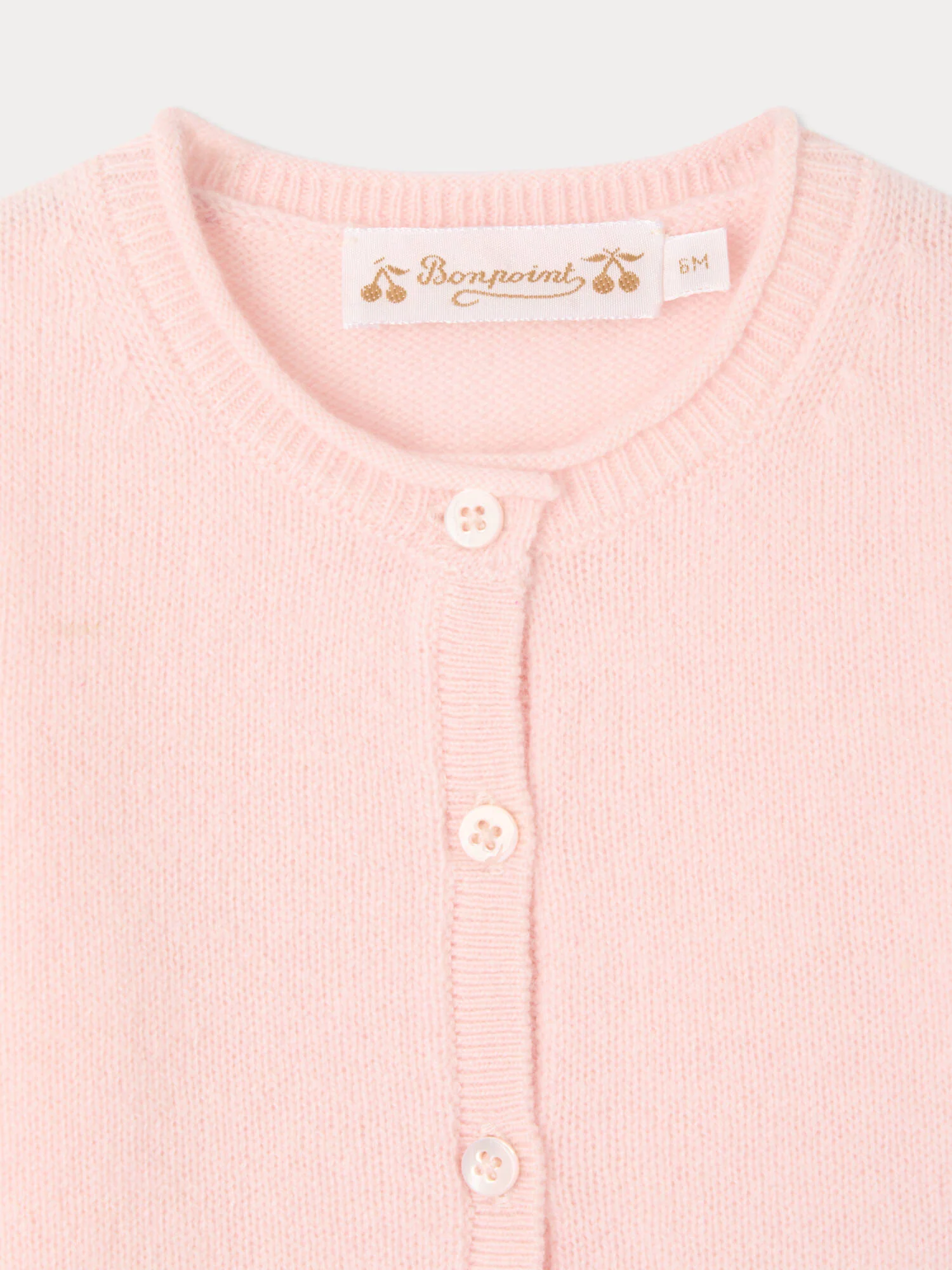 Baby round-neck cashmere cardigan in pink - Image 3