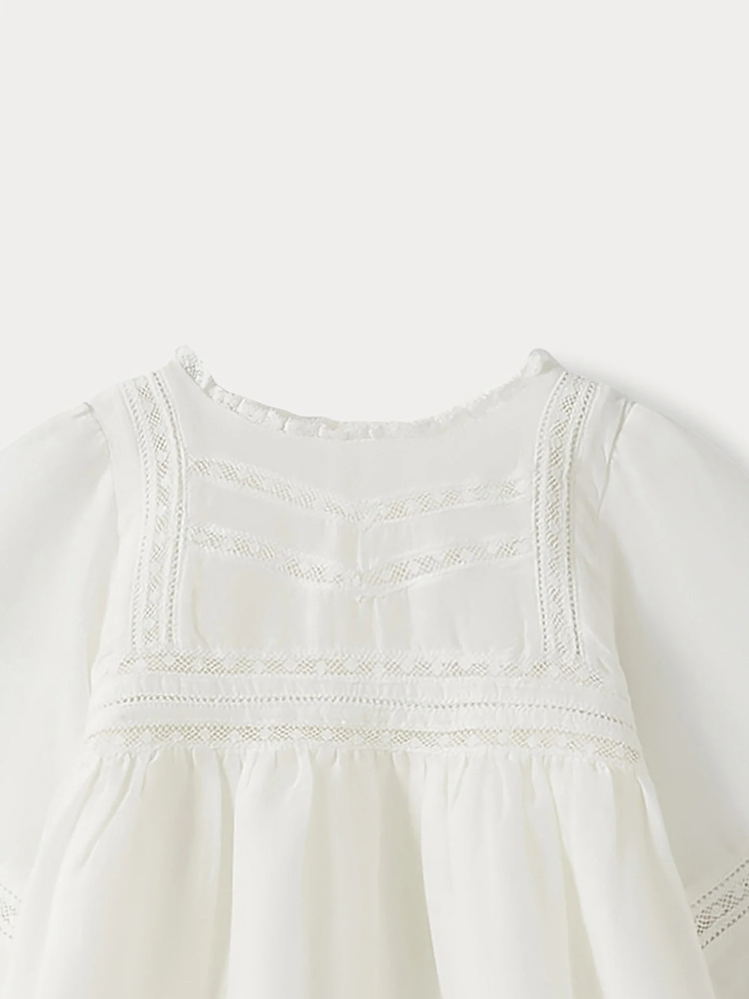 Baptism dress with lace details in cotton and silk - Image 3