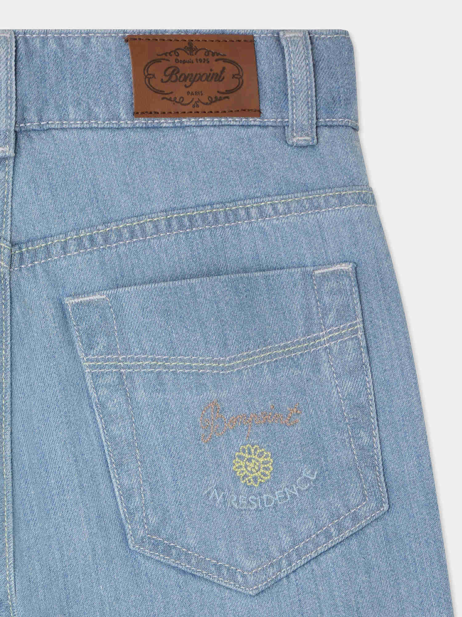 Bonpoint x Guest in Residence Eliott mixed denim trousers with embroidery - Image 3