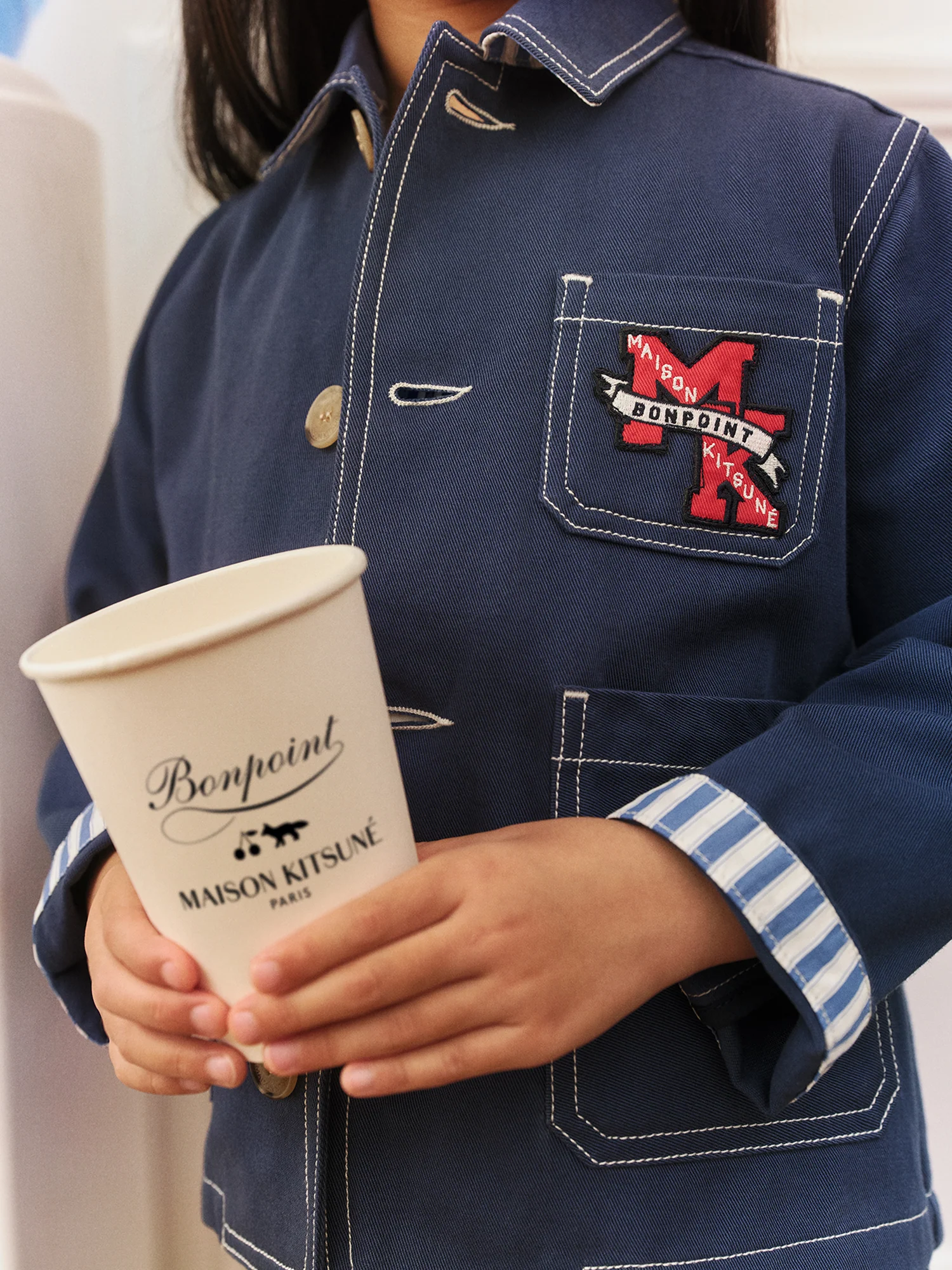 Bonpoint x Maison Kitsuné Linus jacket embroidered on the back - Image 5