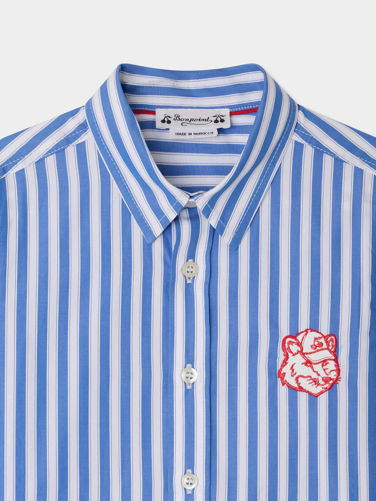 Bonpoint x Maison Kitsuné Tangui embroidered shirt in organic cotton - Image 4
