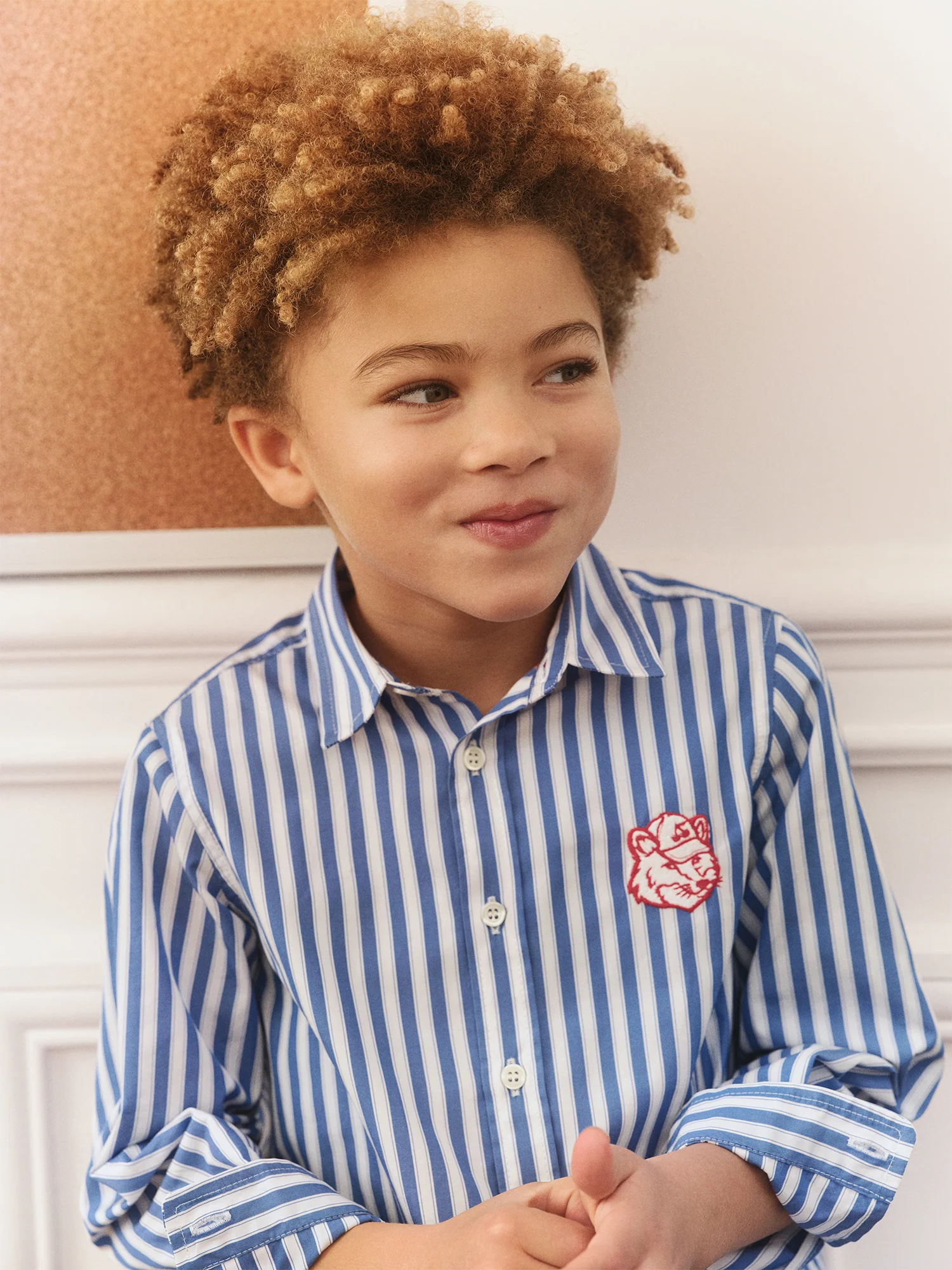 Bonpoint x Maison Kitsuné Tangui embroidered shirt in organic cotton - Image 5