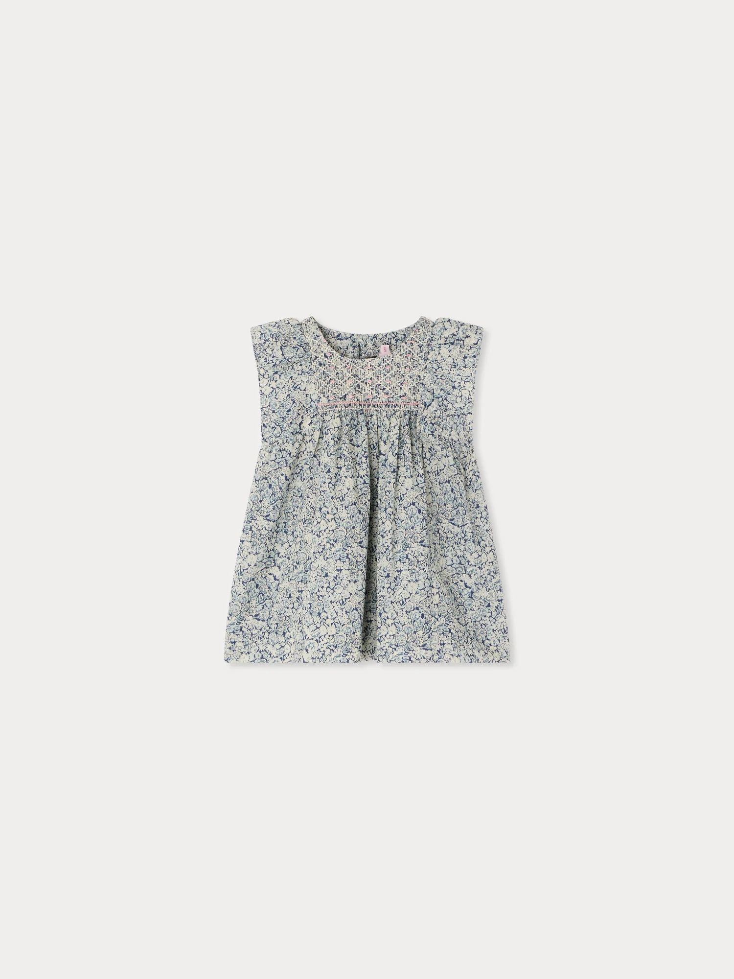 Cadelili smocked and hand-embroidered dress in Liberty organic cotton fabric - Image 2