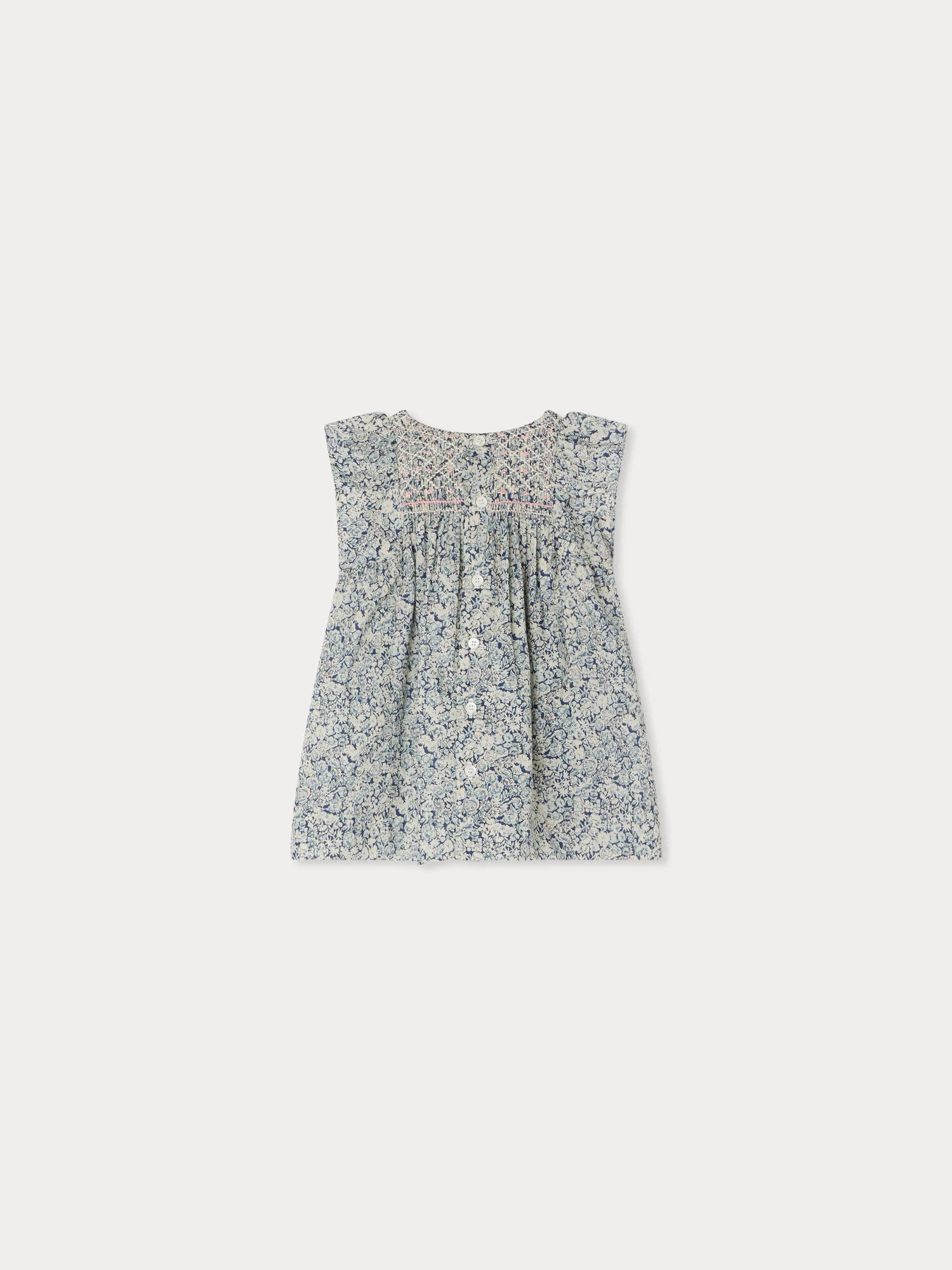 Cadelili smocked and hand-embroidered dress in Liberty organic cotton fabric - Image 3