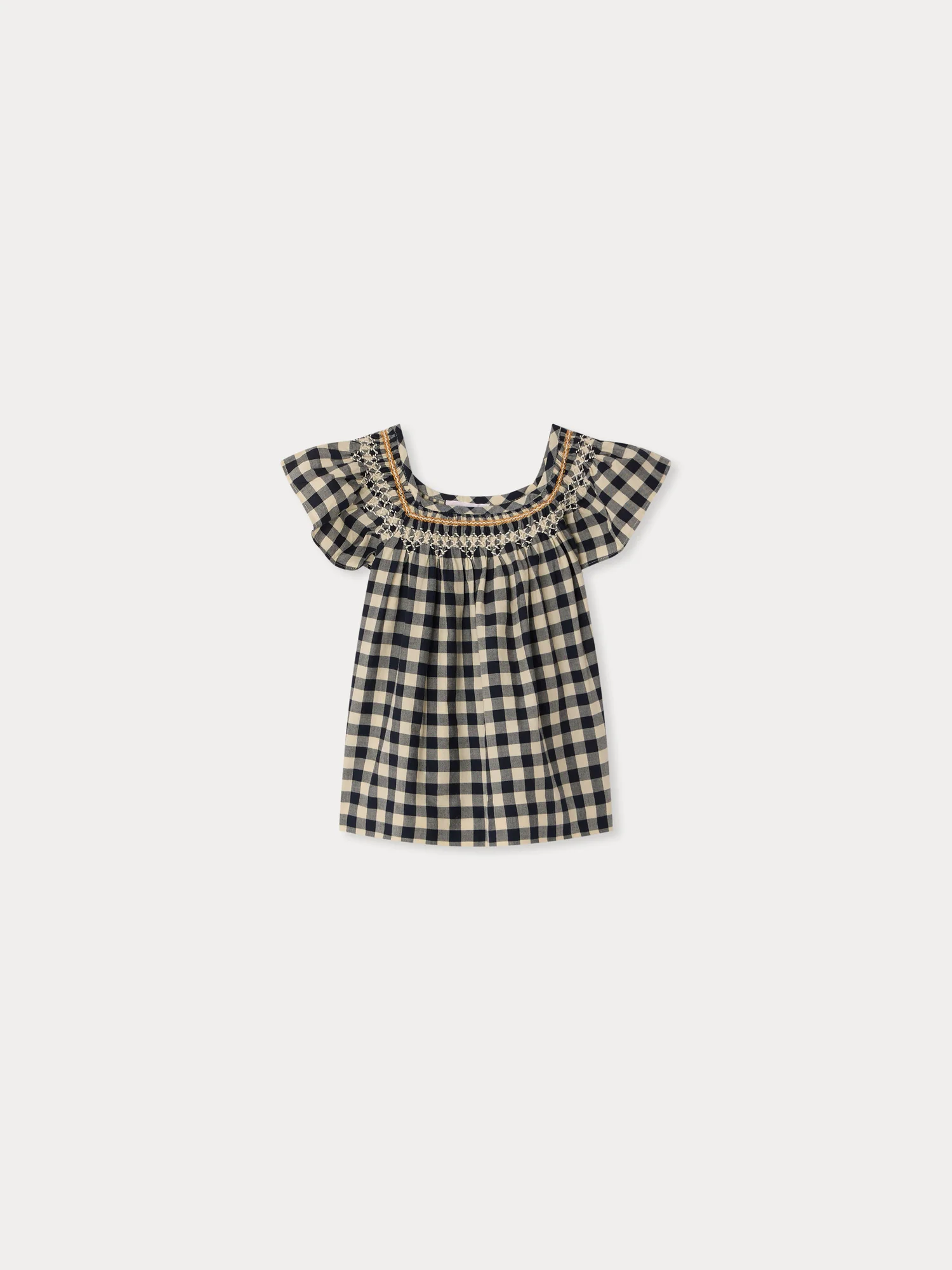 Carlie smocked and hand-embroidered blouse