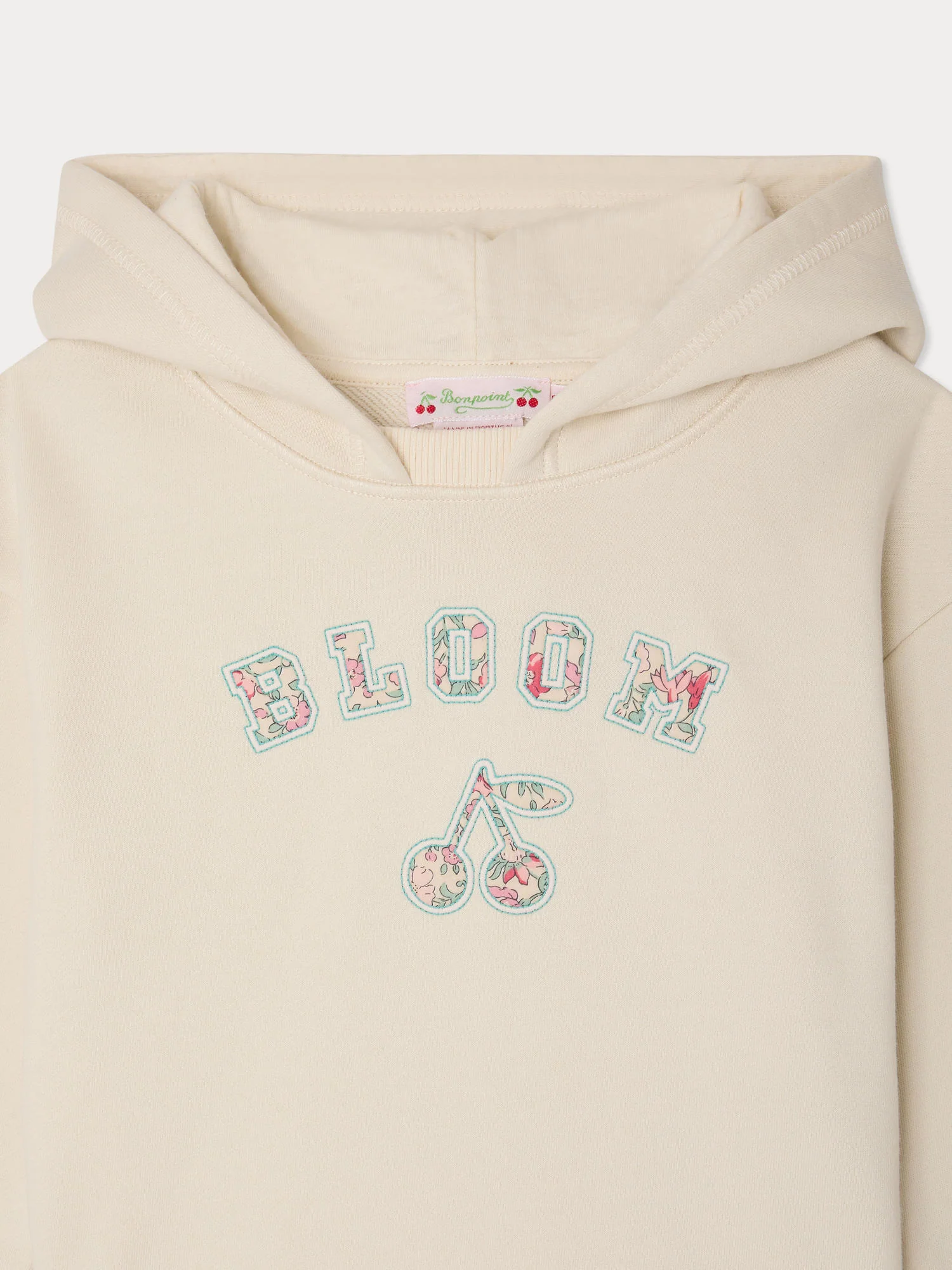 Carmine sweatshirt appliqué in Liberty fabric in organic cotton - Image 3