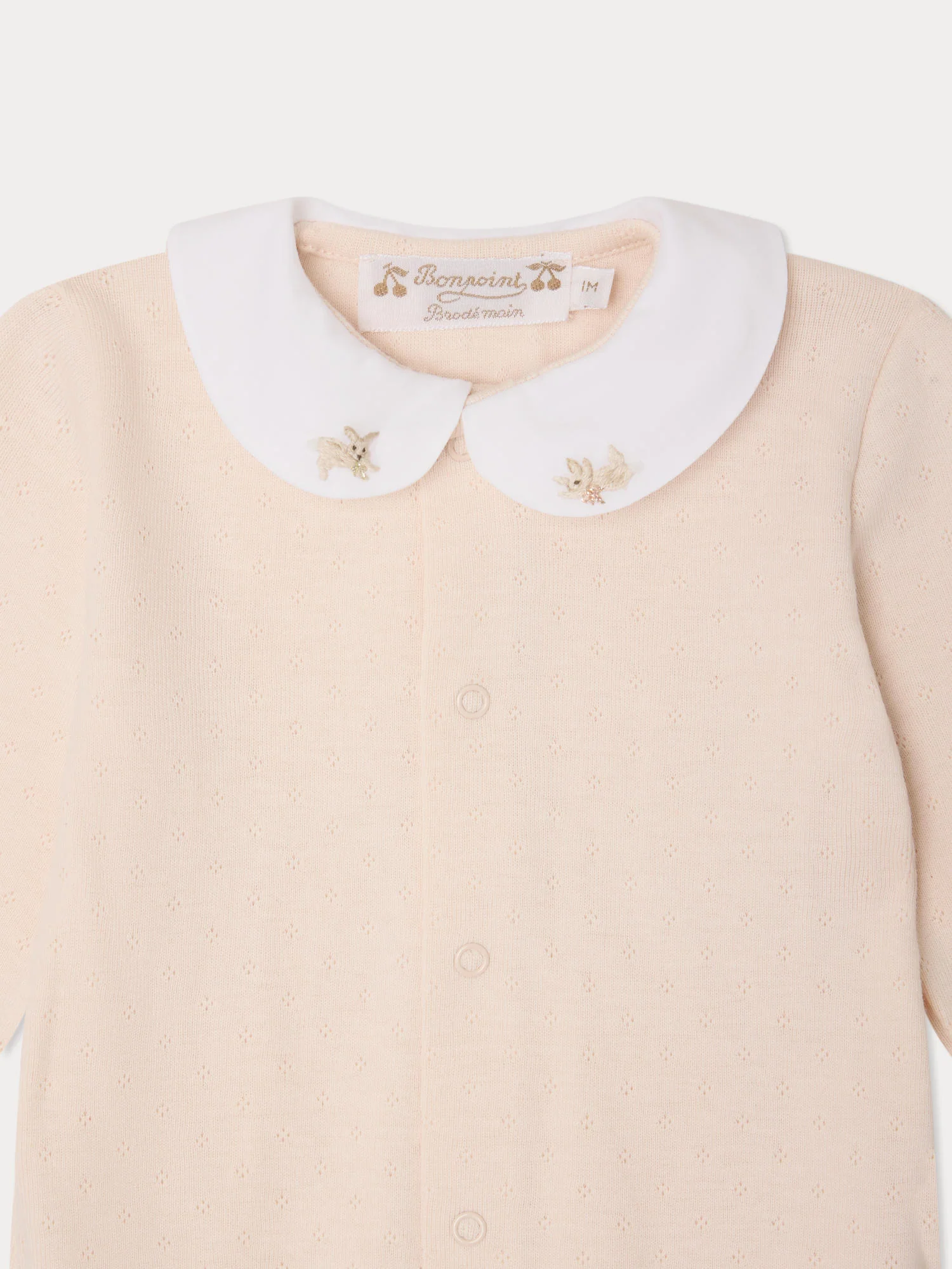 Cayla hand-embroidered rabbit pyjamas in organic cotton - Image 3
