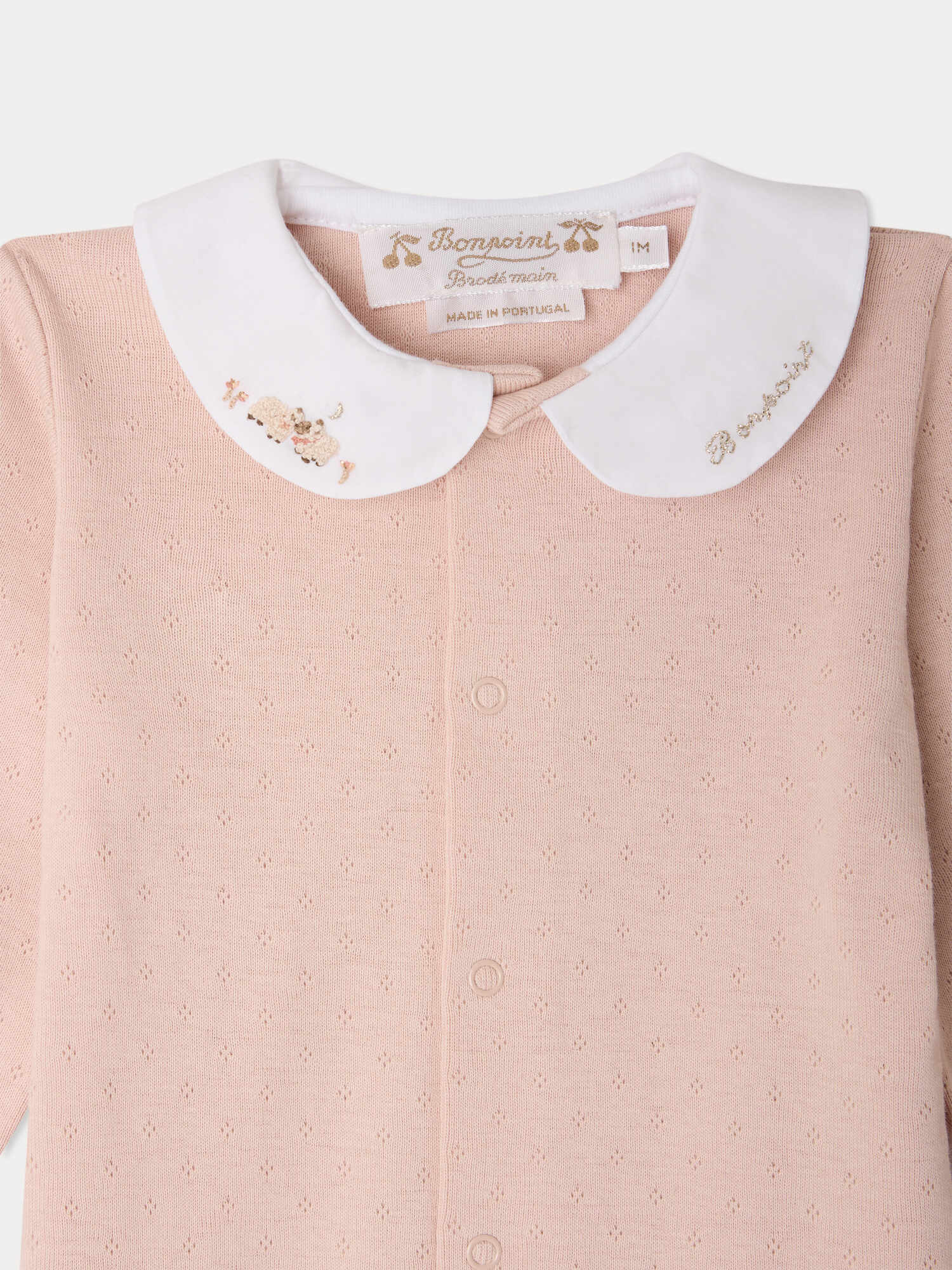 Cayla pajamas with hand embroidered lambs in organic cotton - Image 3