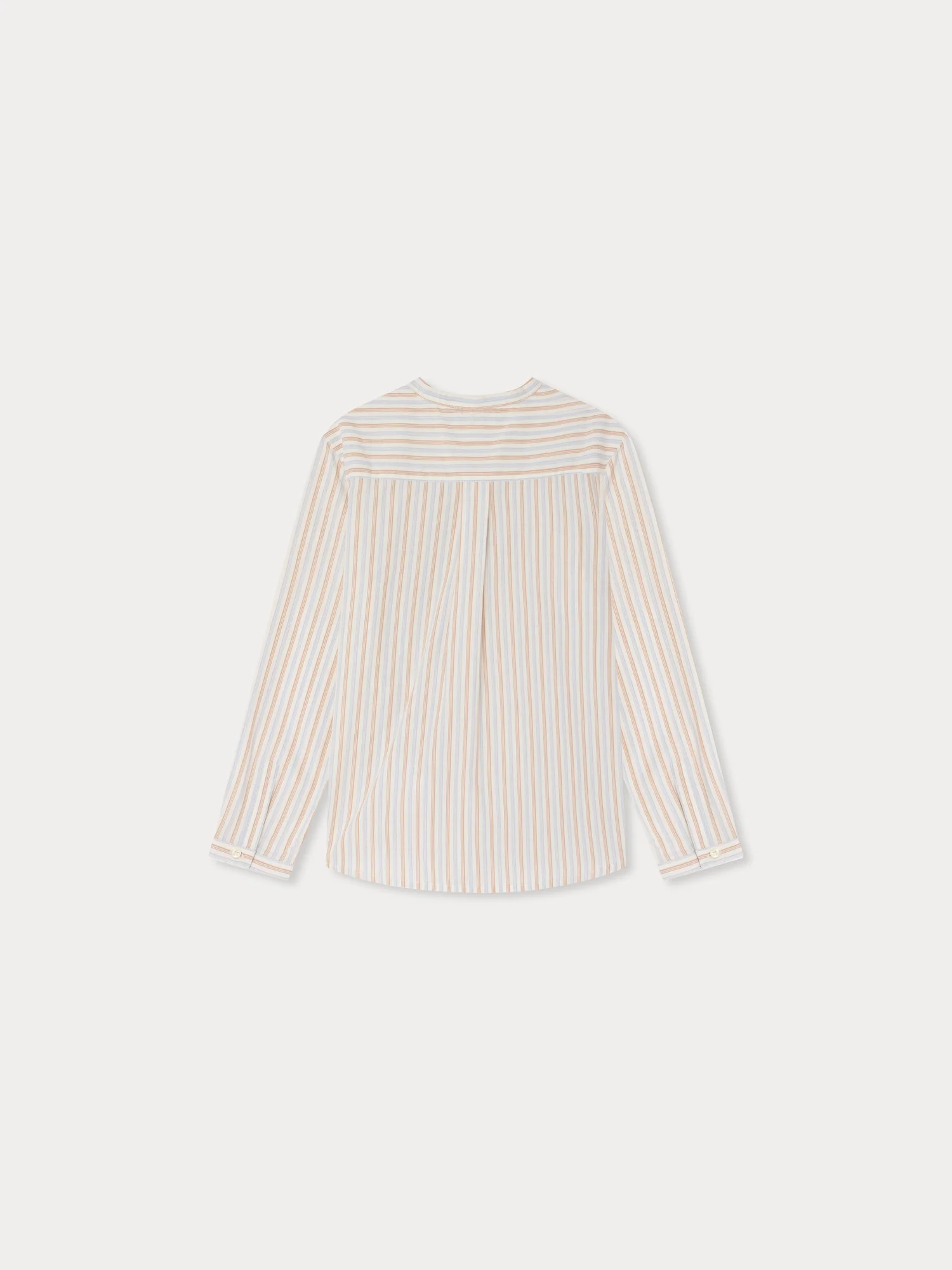 Claude striped mandarin collar shirt in organic cotton - Image 2