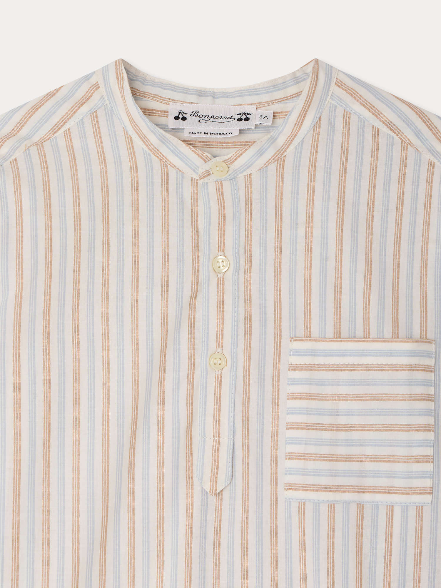 Claude striped mandarin collar shirt in organic cotton - Image 3