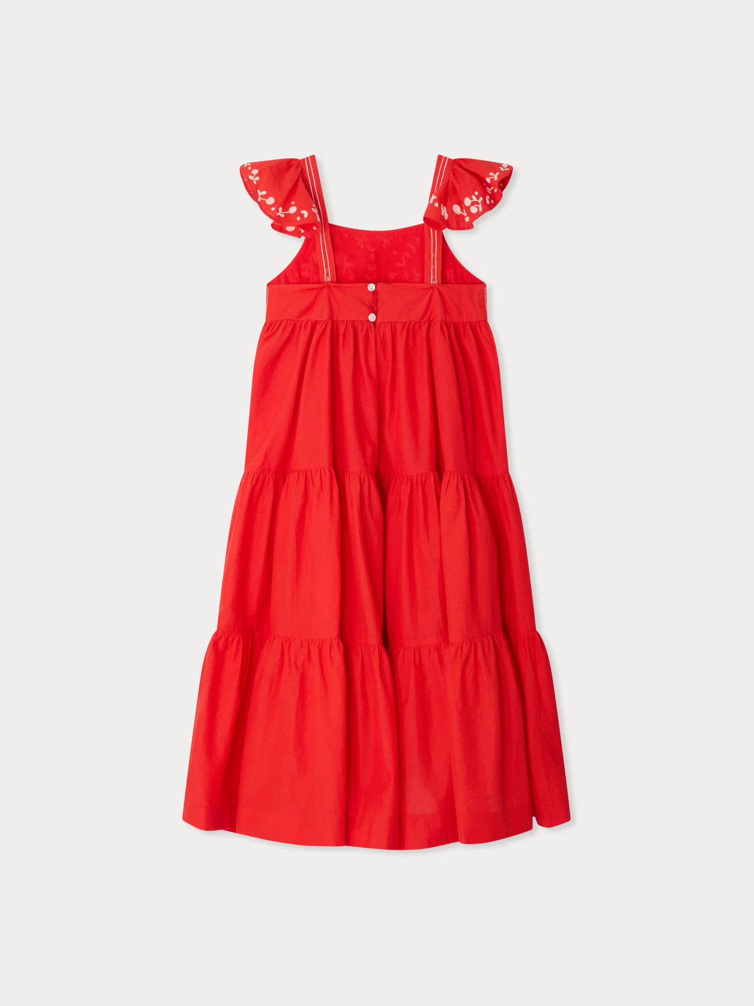 Cora hand-embroidered dress with ruffles in organic cotton - Image 2