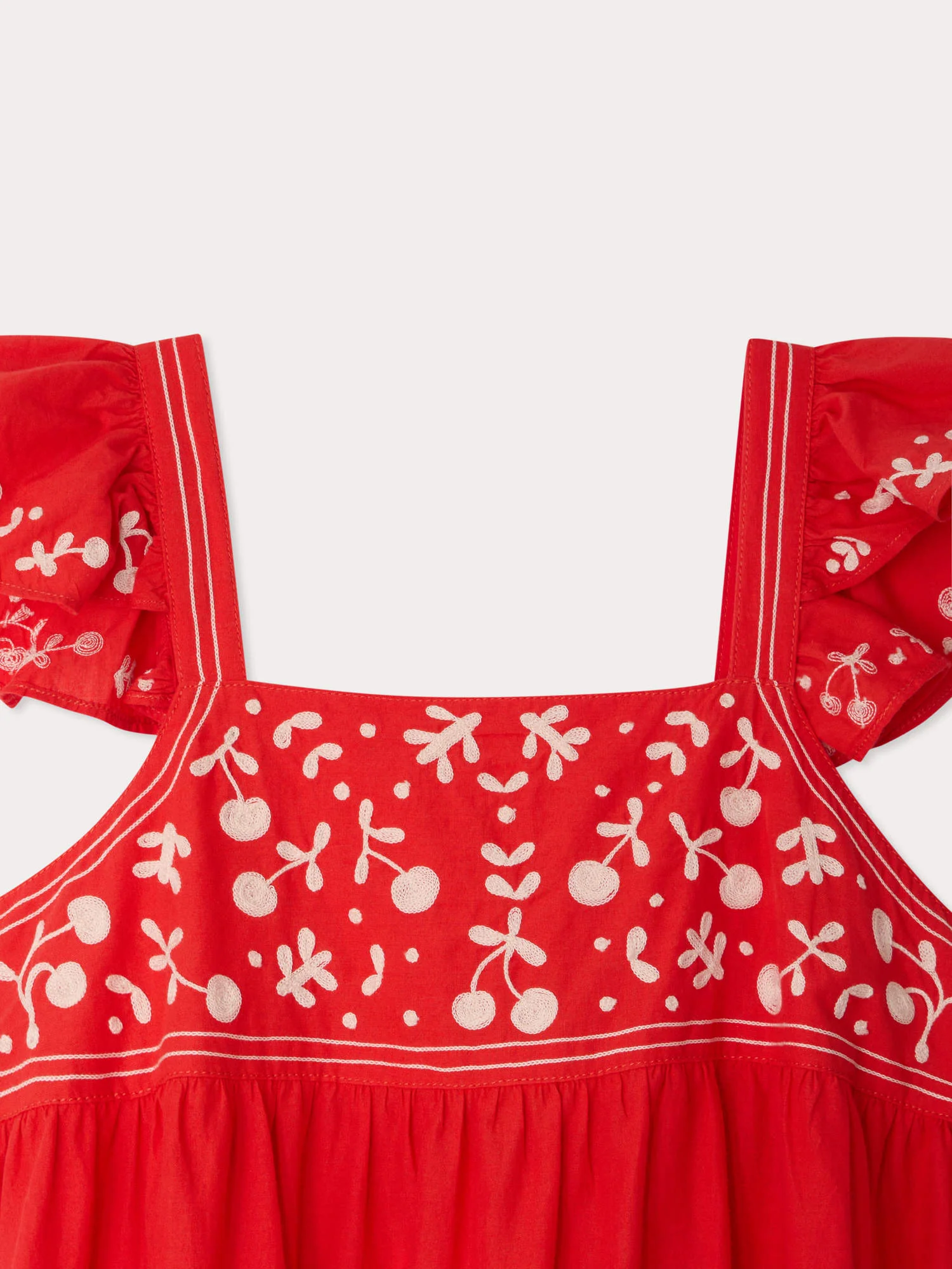Cora hand-embroidered dress with ruffles in organic cotton - Image 3