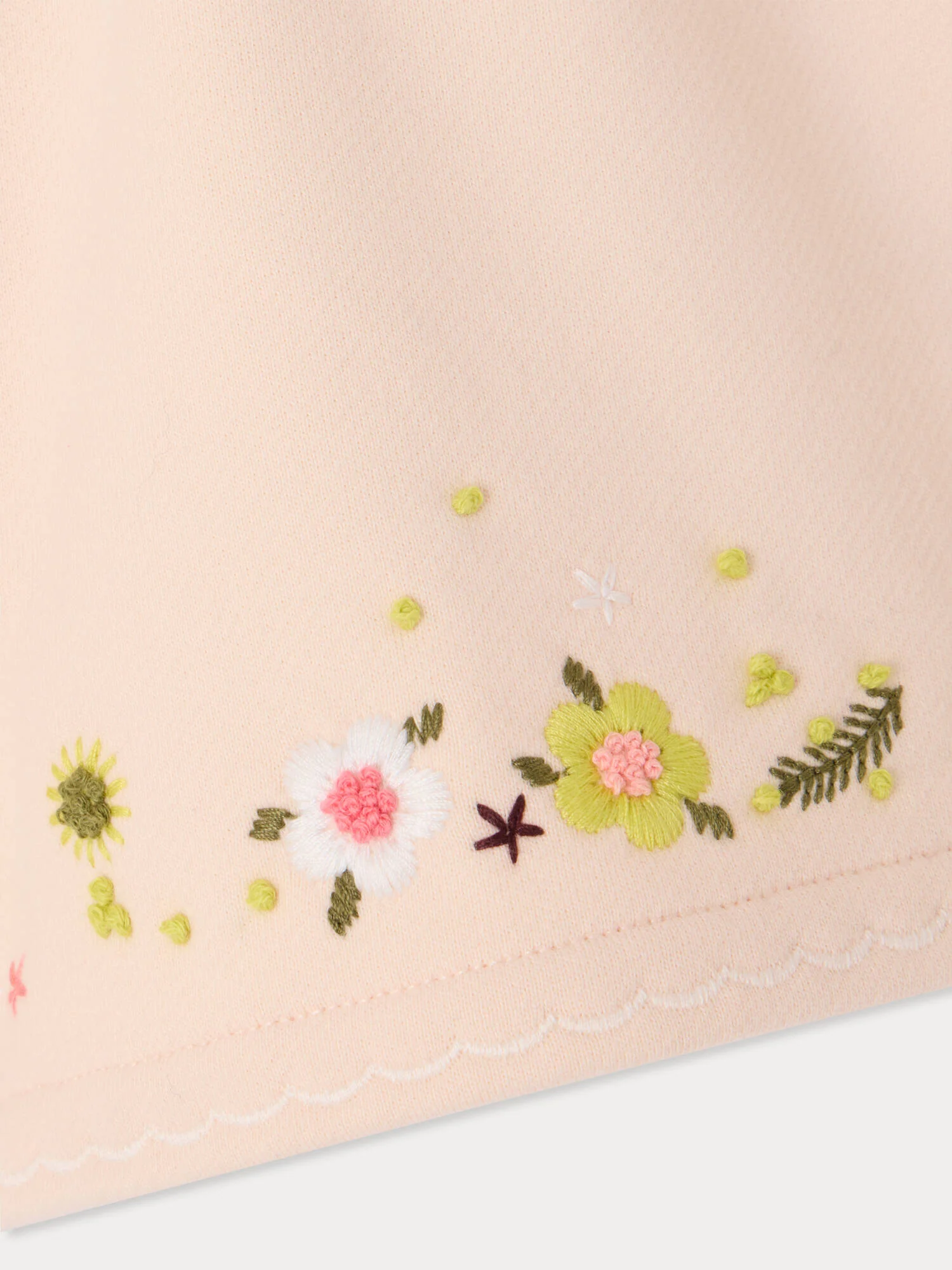 Cornelia hand-embroidered floral fleece shorts in organic cotton - Image 3