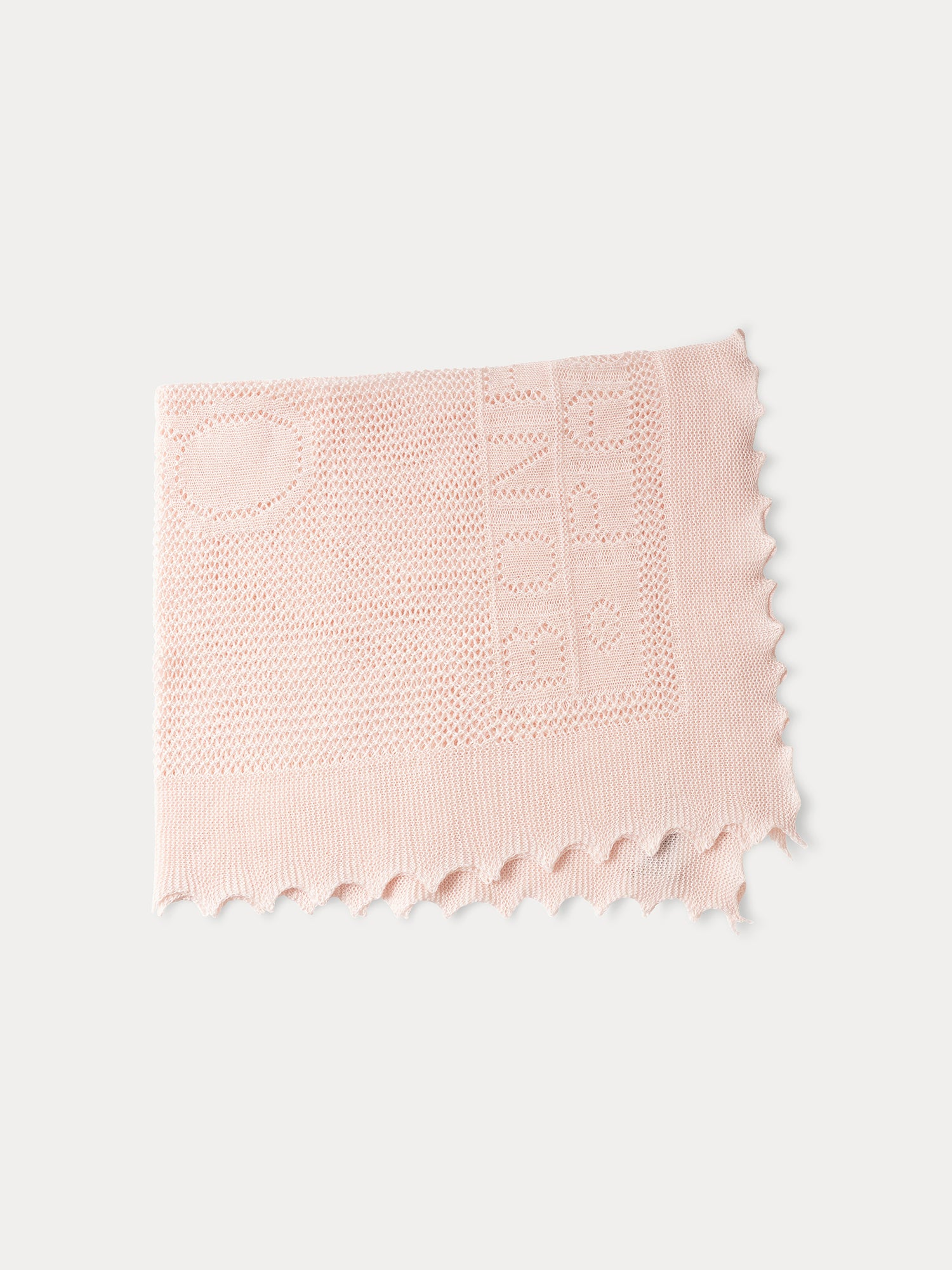 Cotton and wool blend shawl in pale pink - Image 2