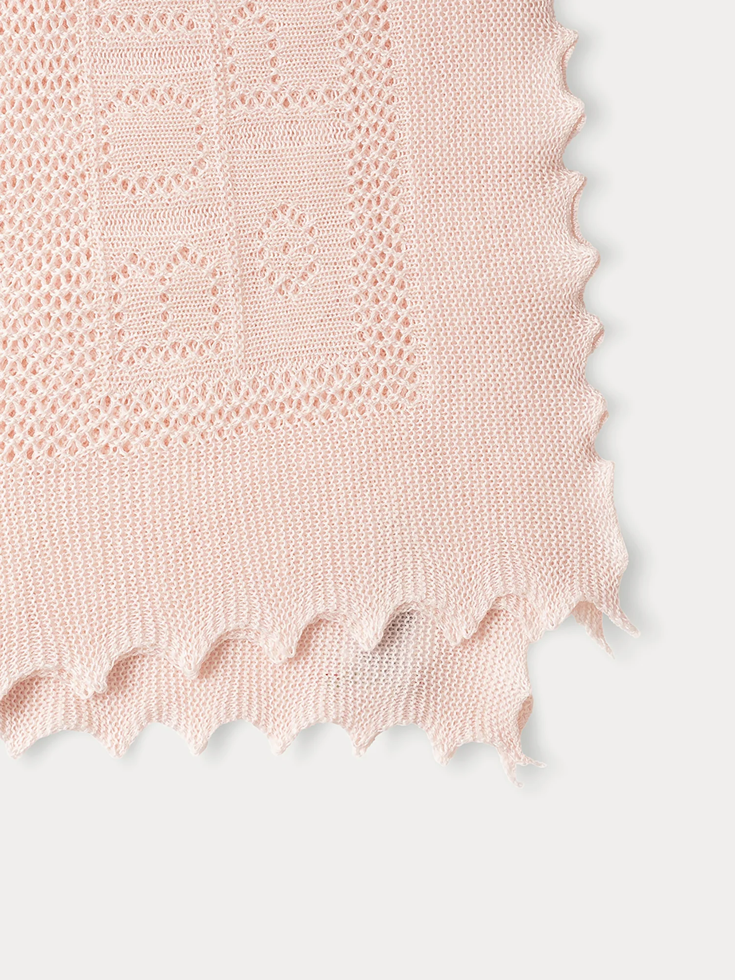 Cotton and wool blend shawl in pale pink - Image 3