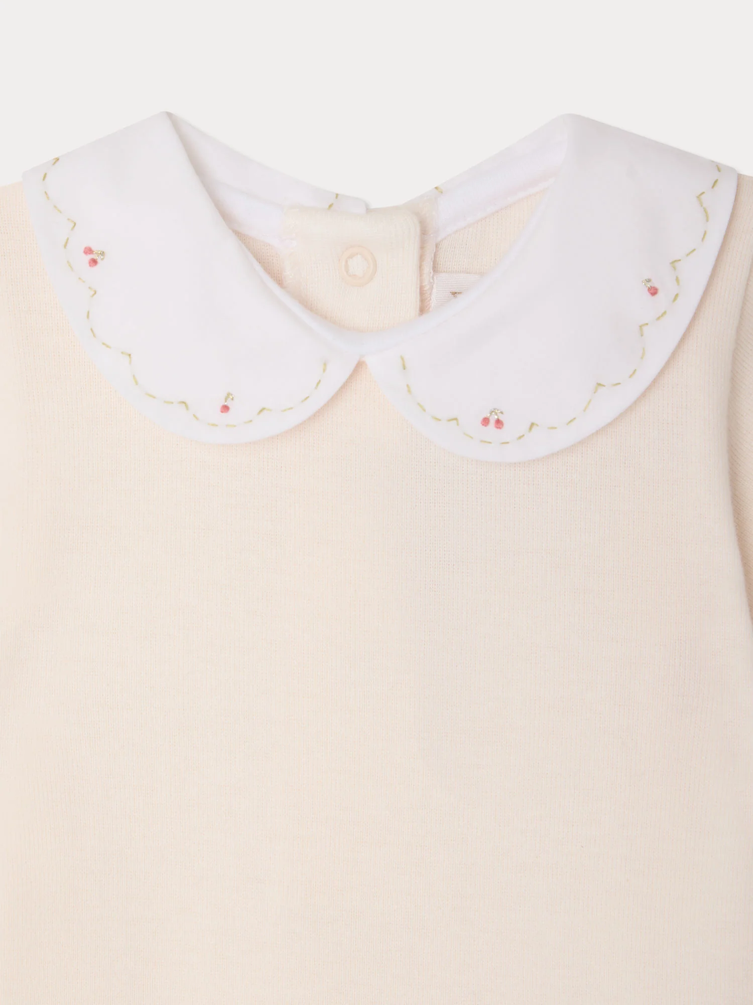 Cygne bodysuit with hand-embroidered cherries in organic cotton - Image 3