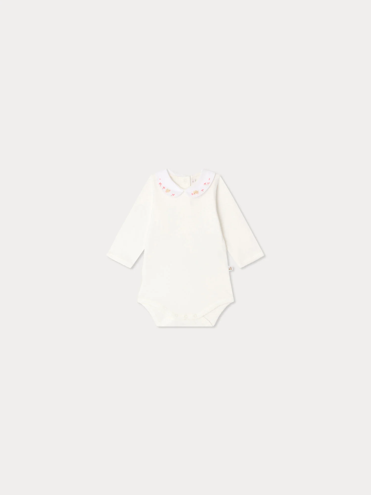 Cygne hand-embroidered birds bodysuit in organic cotton