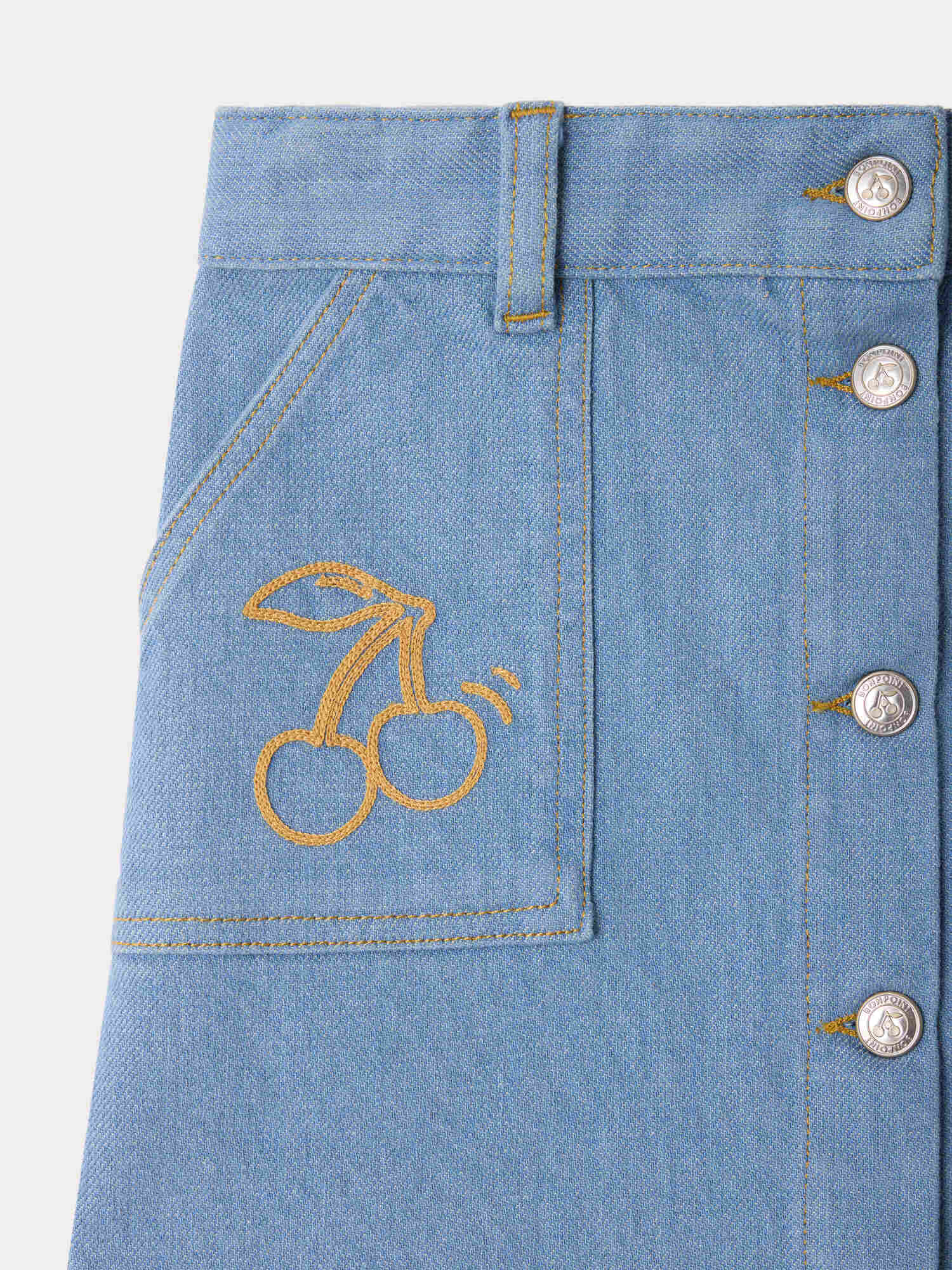 Dexie embroidered denim skirt in organic cotton - Image 3