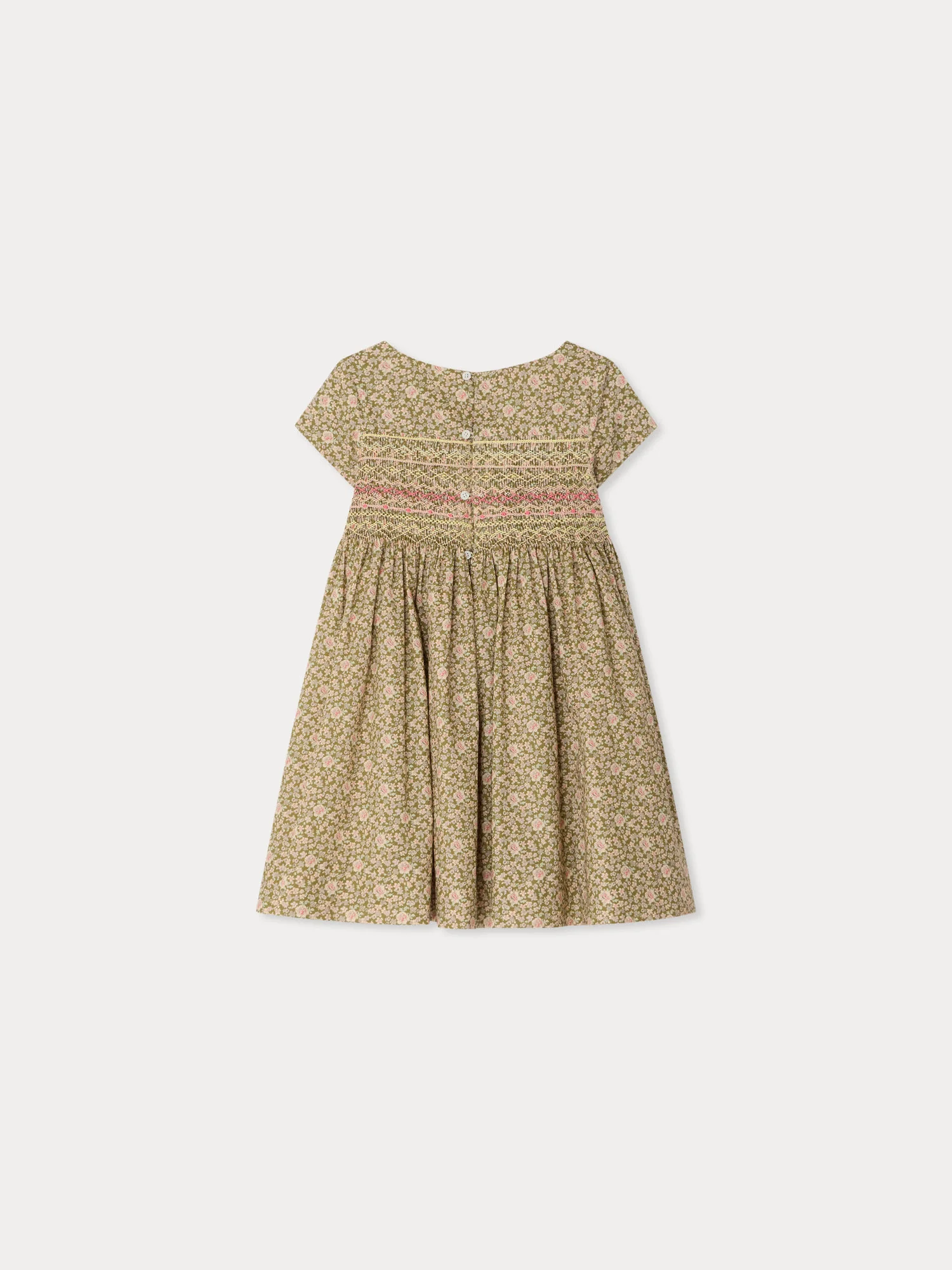 Duchesse dress smocked and hand-embroidered in Liberty organic cotton fabric - Image 4