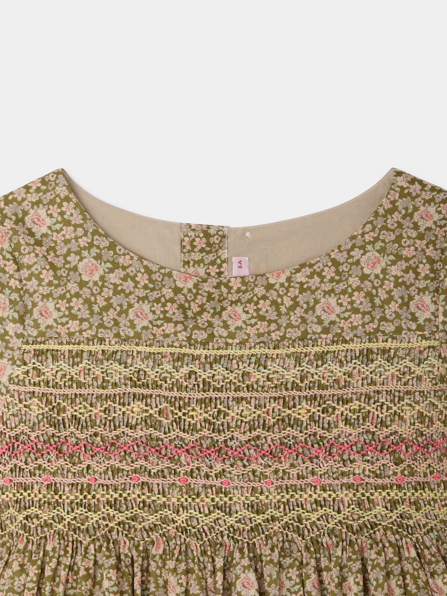 Duchesse dress smocked and hand-embroidered in Liberty organic cotton fabric - Image 5