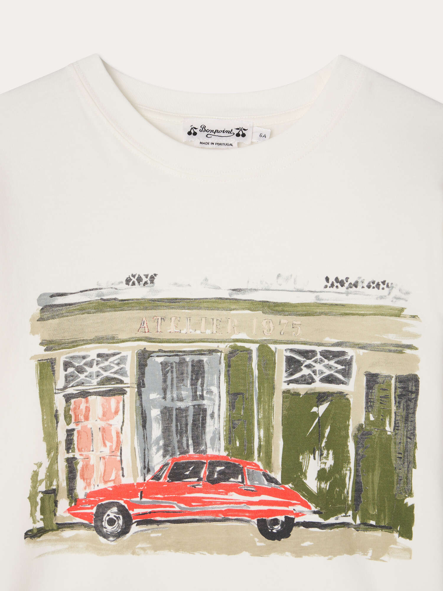 Eidan t-shirt with workshop and car print in organic cotton - Image 4