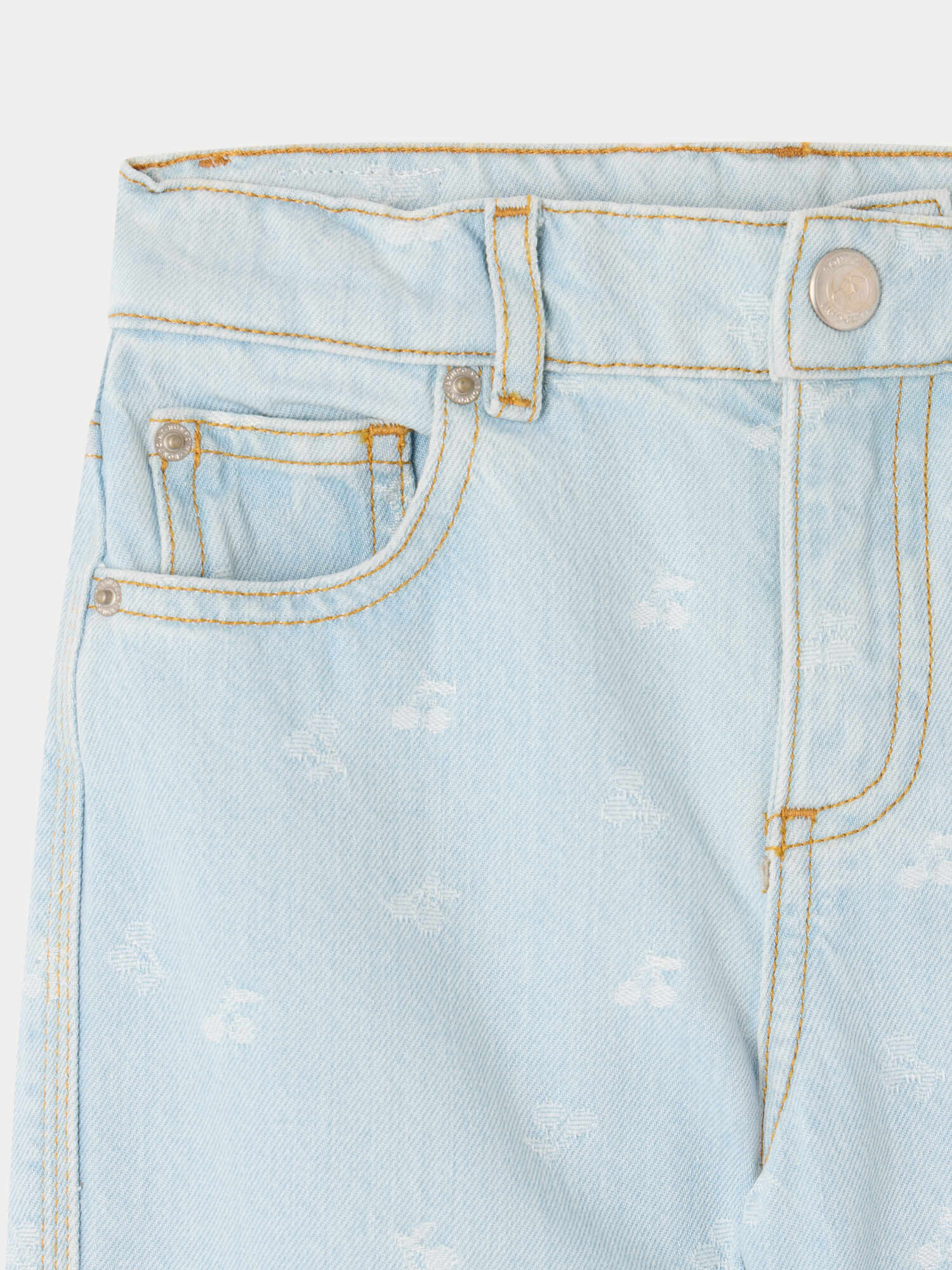 Eloha wide-leg denim trousers with cherry jacquard pattern - Image 3