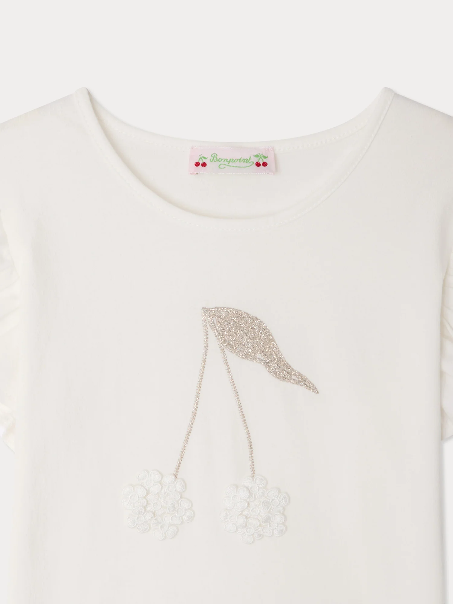 Emila cherry embroidered t-shirt in organic cotton - Image 3