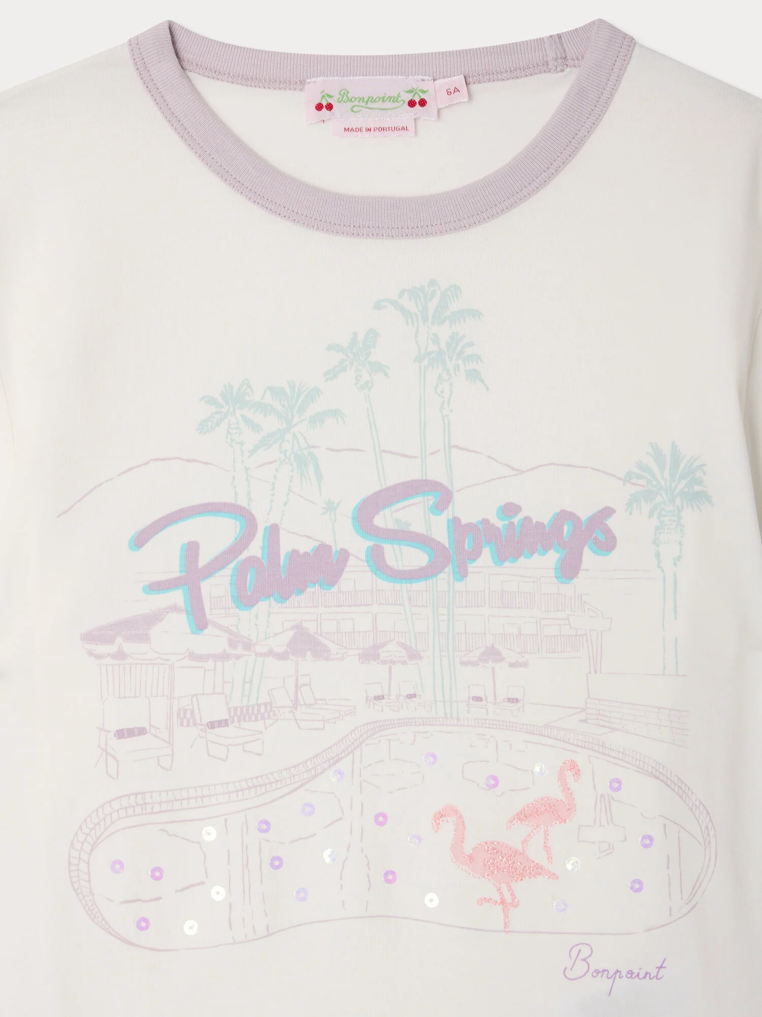 Emma T-shirt printed and embroidered with Palm Springs in organic cotton - Image 3