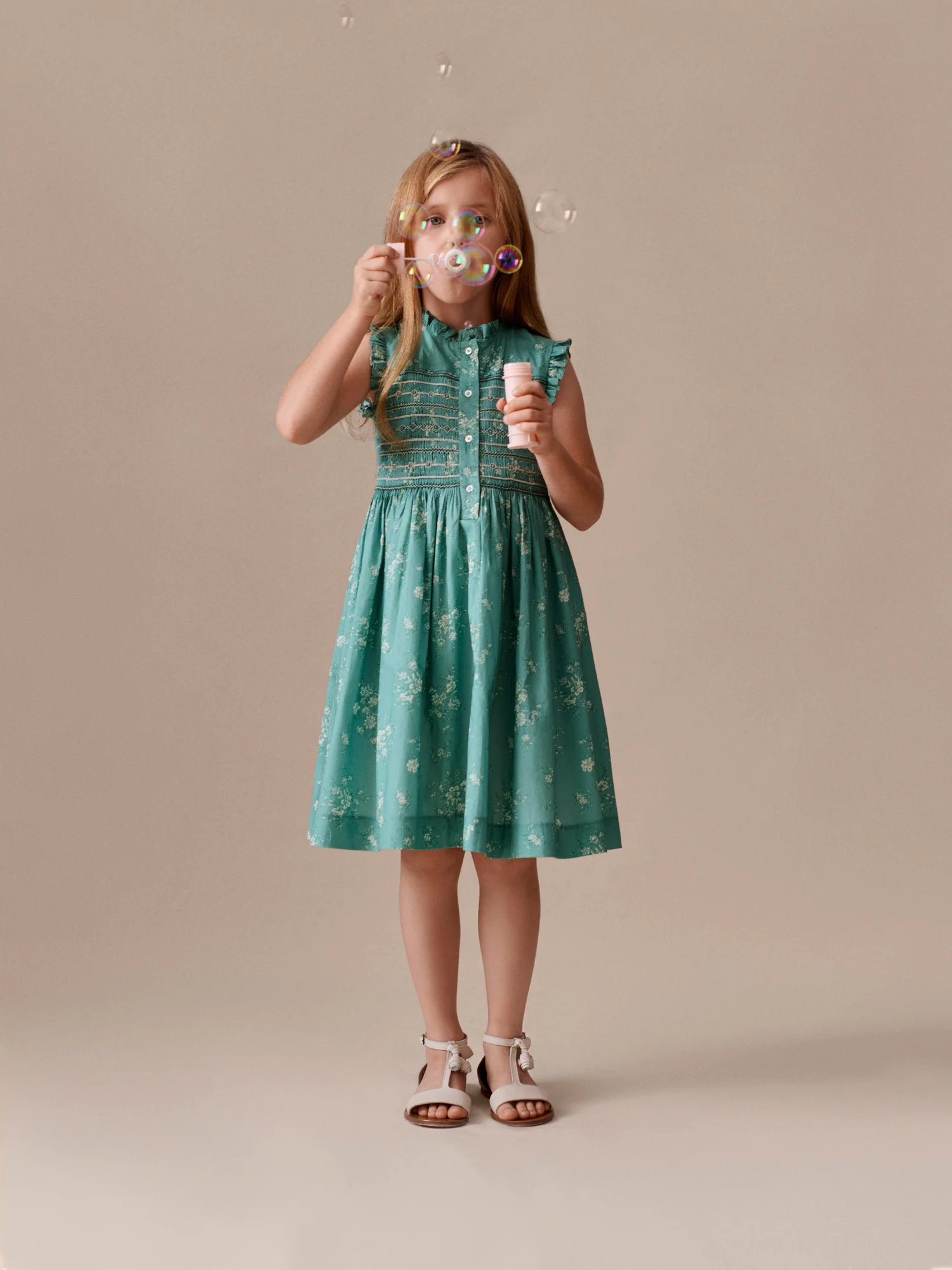 Fabiola dress smocked and hand-embroidered in Liberty organic cotton fabric - Image 5