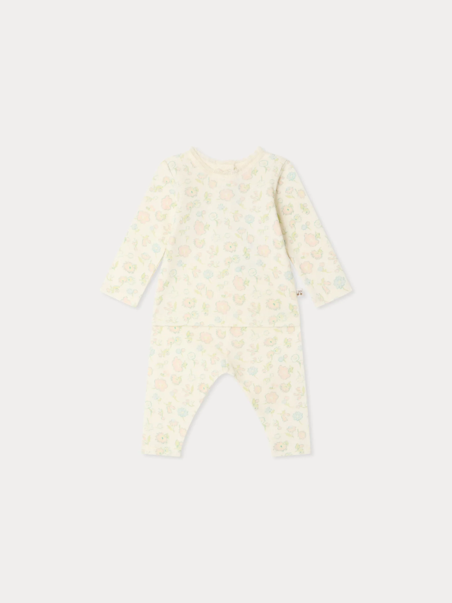Genna set with floral print and lace in organic cotton