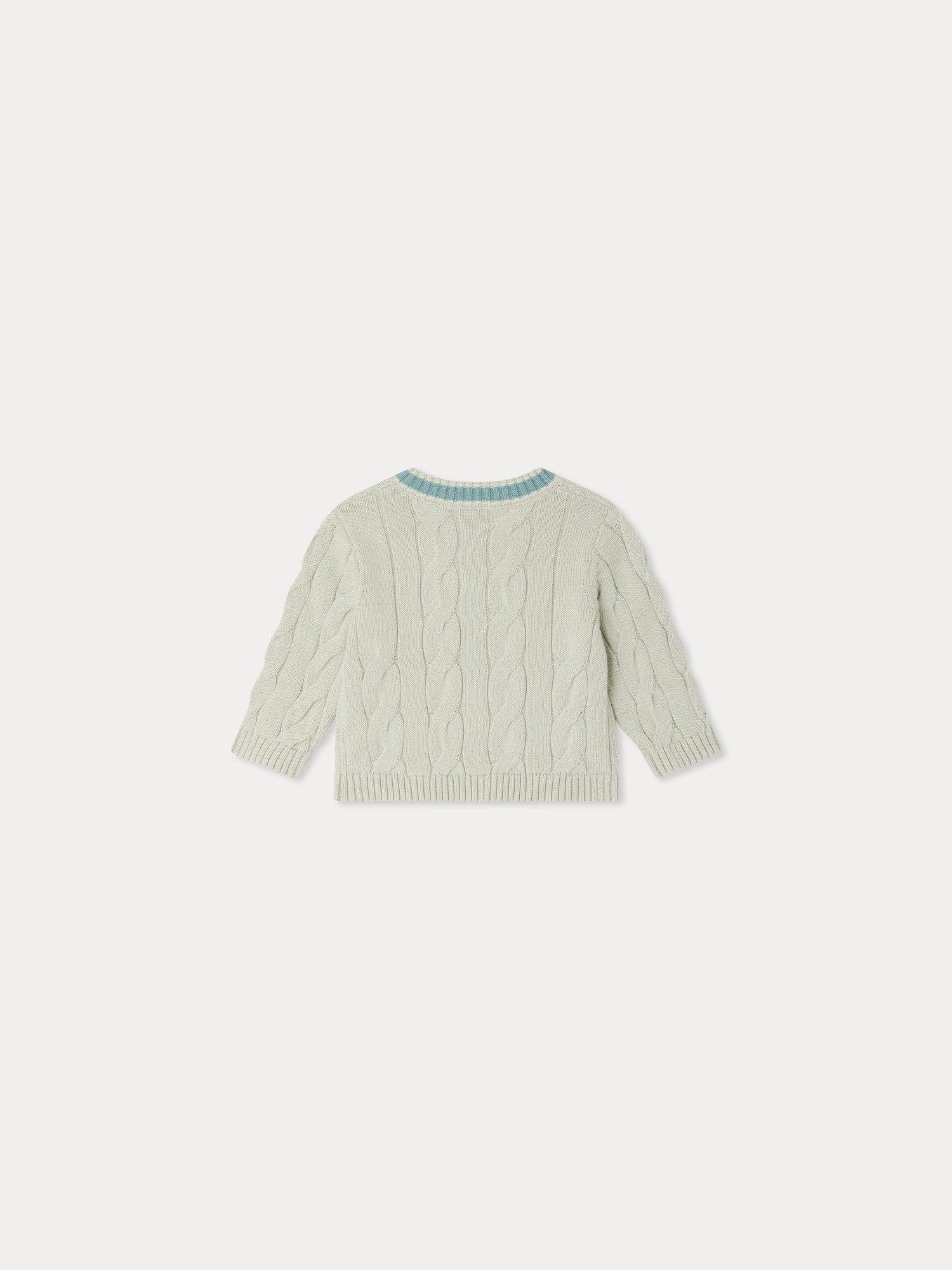 Giorginoli V-neck cardigan with cable knit in organic cotton - Image 3
