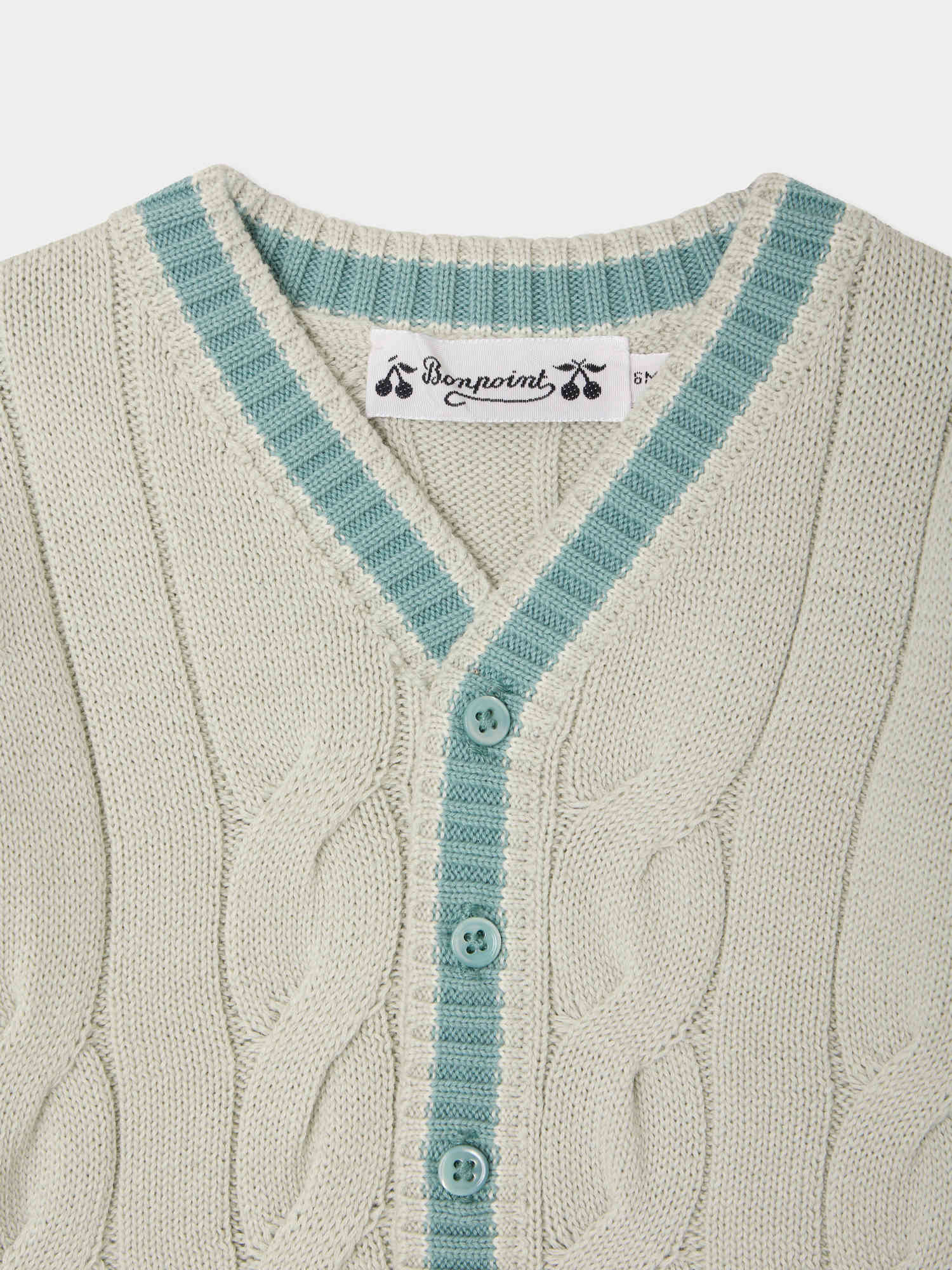 Giorginoli V-neck cardigan with cable knit in organic cotton - Image 4