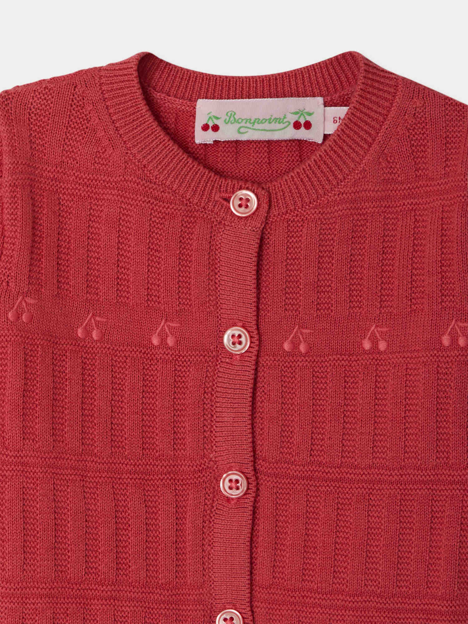 Giovina cardigan with cherry embroidery in organic cotton - Image 4