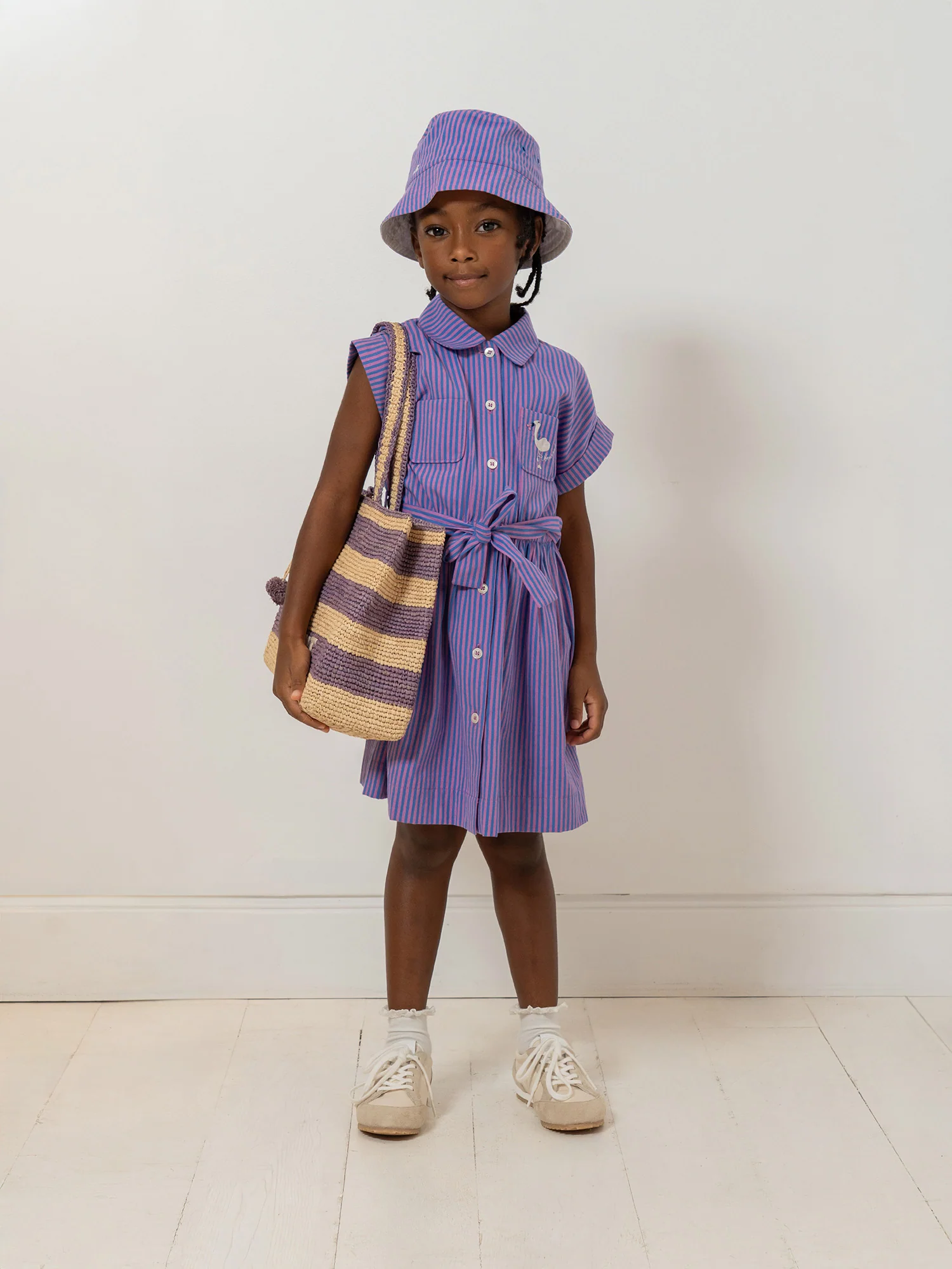 Gisele striped dress with organic cotton embroidery - Image 5