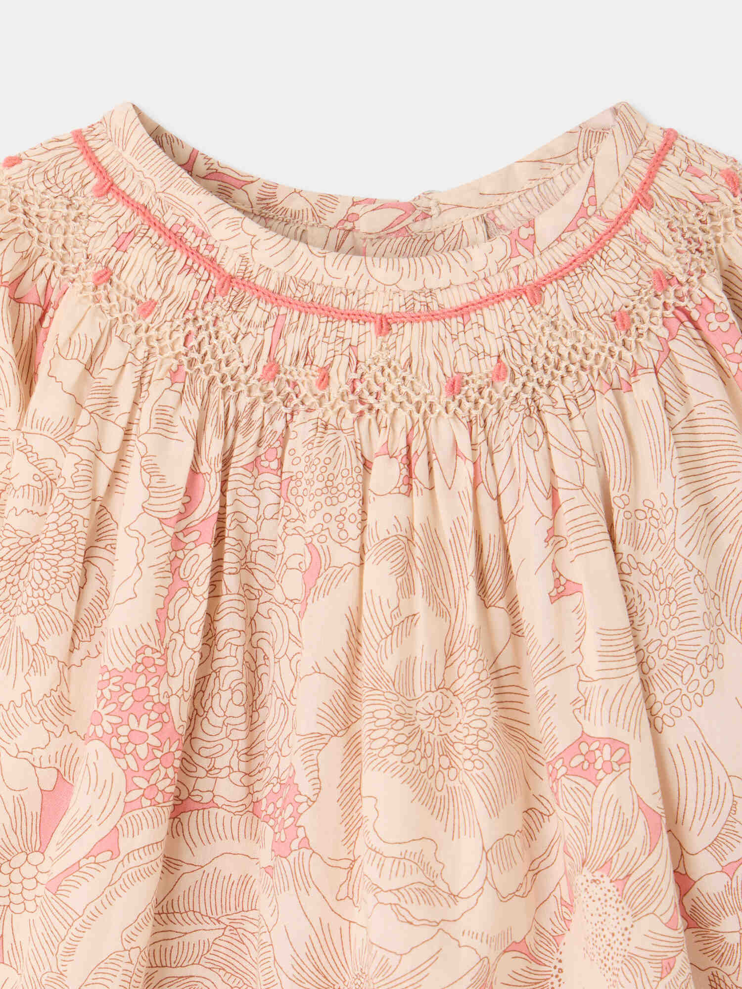 Griotte blouse smocked and hand-embroidered in Liberty organic cotton fabric - Image 3
