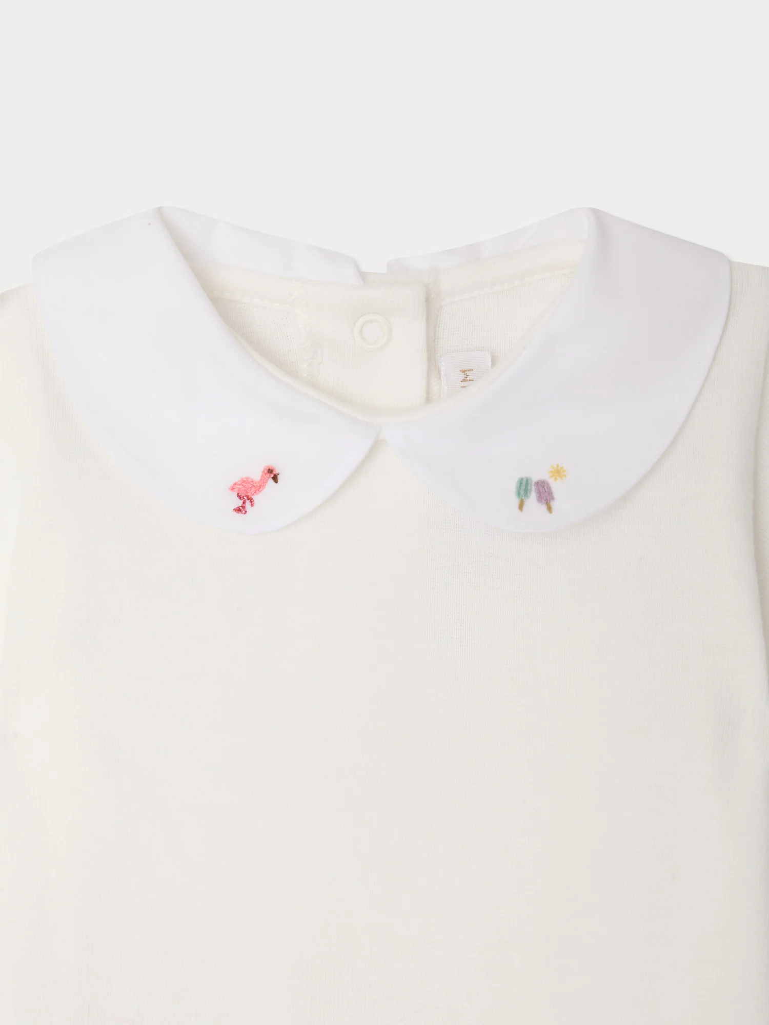 Hand-embroidered Cygne bodysuit in organic cotton - Image 3