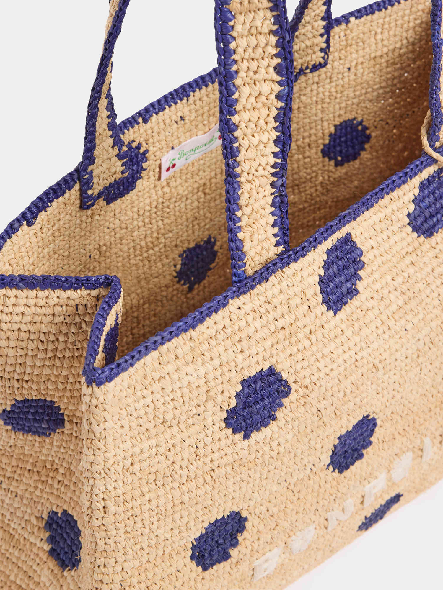 Handmade raffia Esma bag with polka dots - Image 5