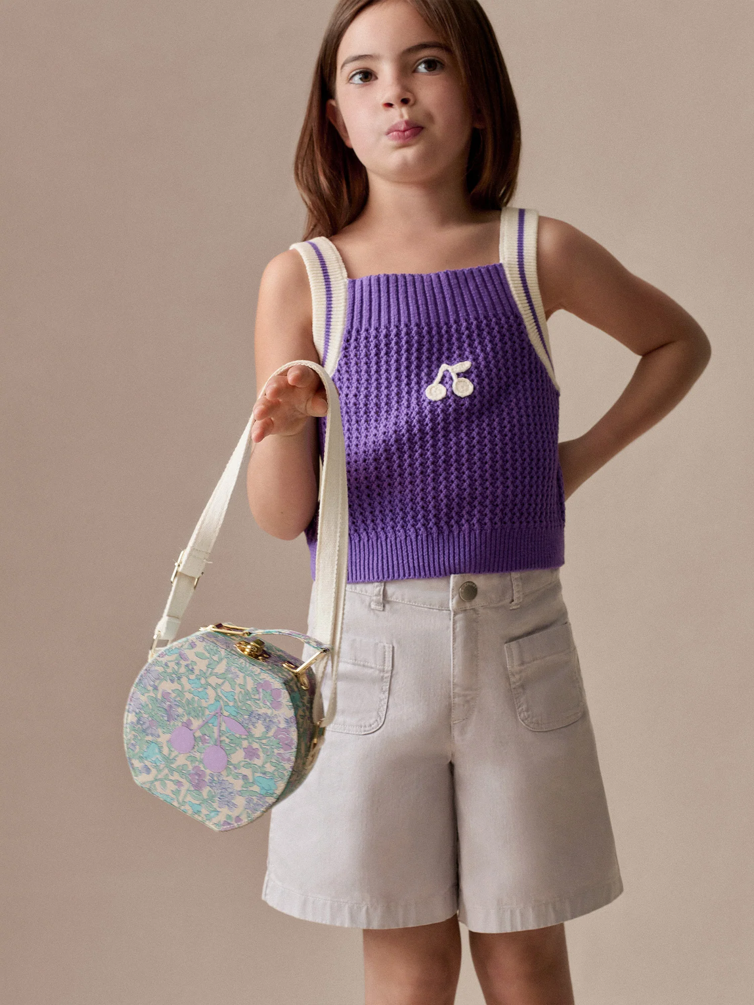 Jadore Suitcase Bag in Liberty fabric with cherry print in organic cotton - Image 6