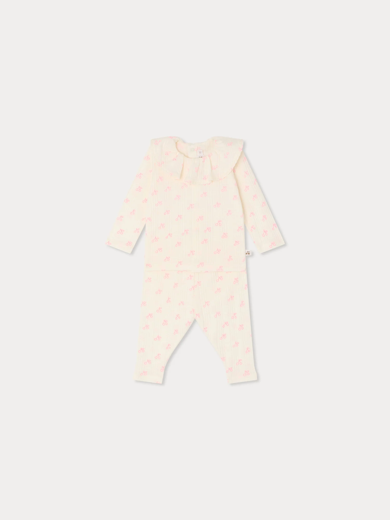Jelsia cherry print set in organic ribbed cotton